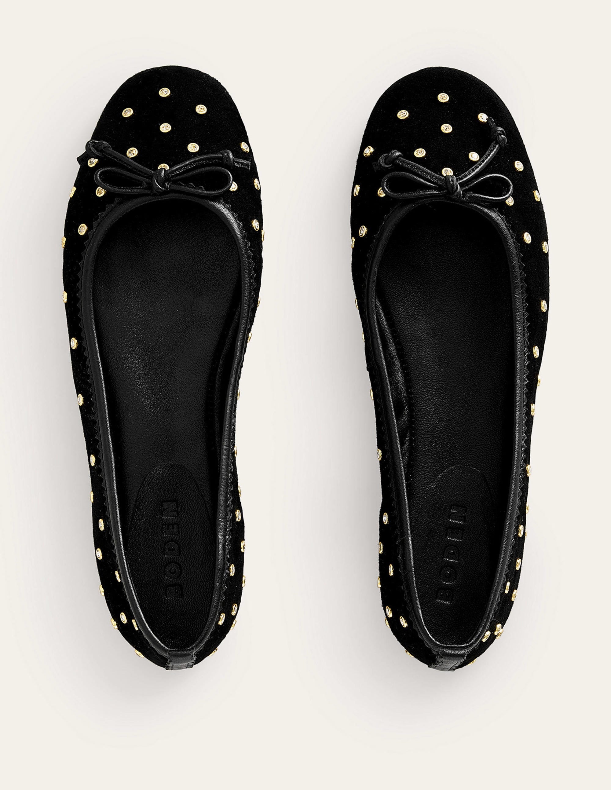 Kitty Flexi Sole Ballet Flats-Crystal Black Suede - Image 5