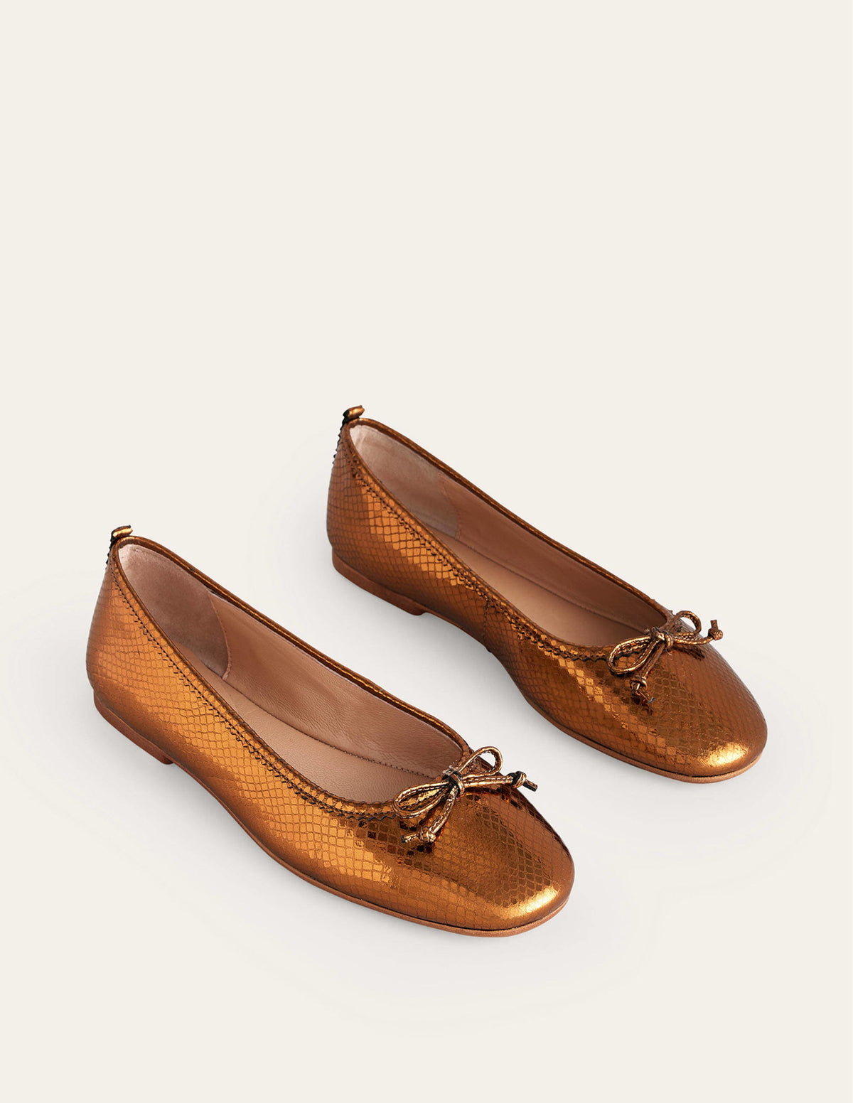 Kitty Flexi Sole Ballet Flats-Bronze Metallic Snake-3