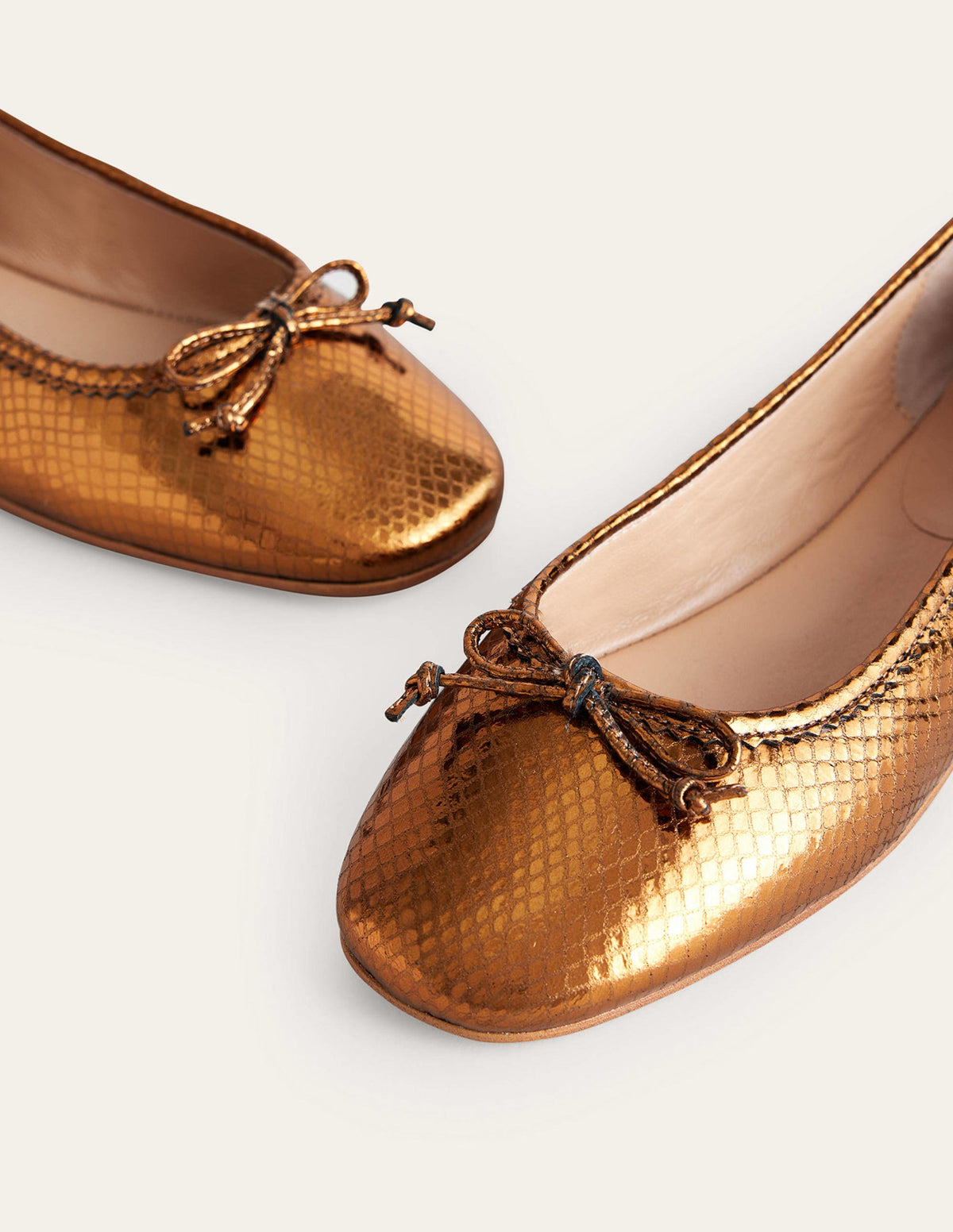 Kitty Flexi Sole Ballet Flats-Bronze Metallic Snake - Image 4
