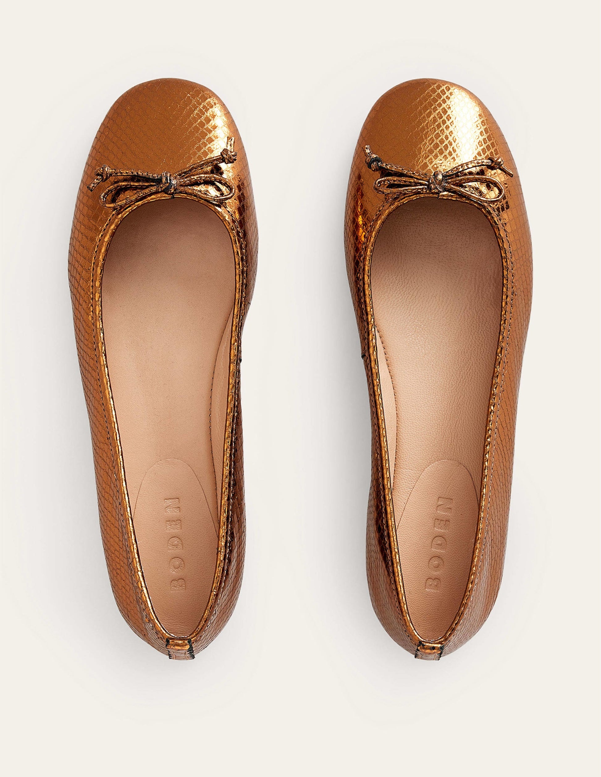 Kitty Flexi Sole Ballet Flats-Bronze Metallic Snake-5