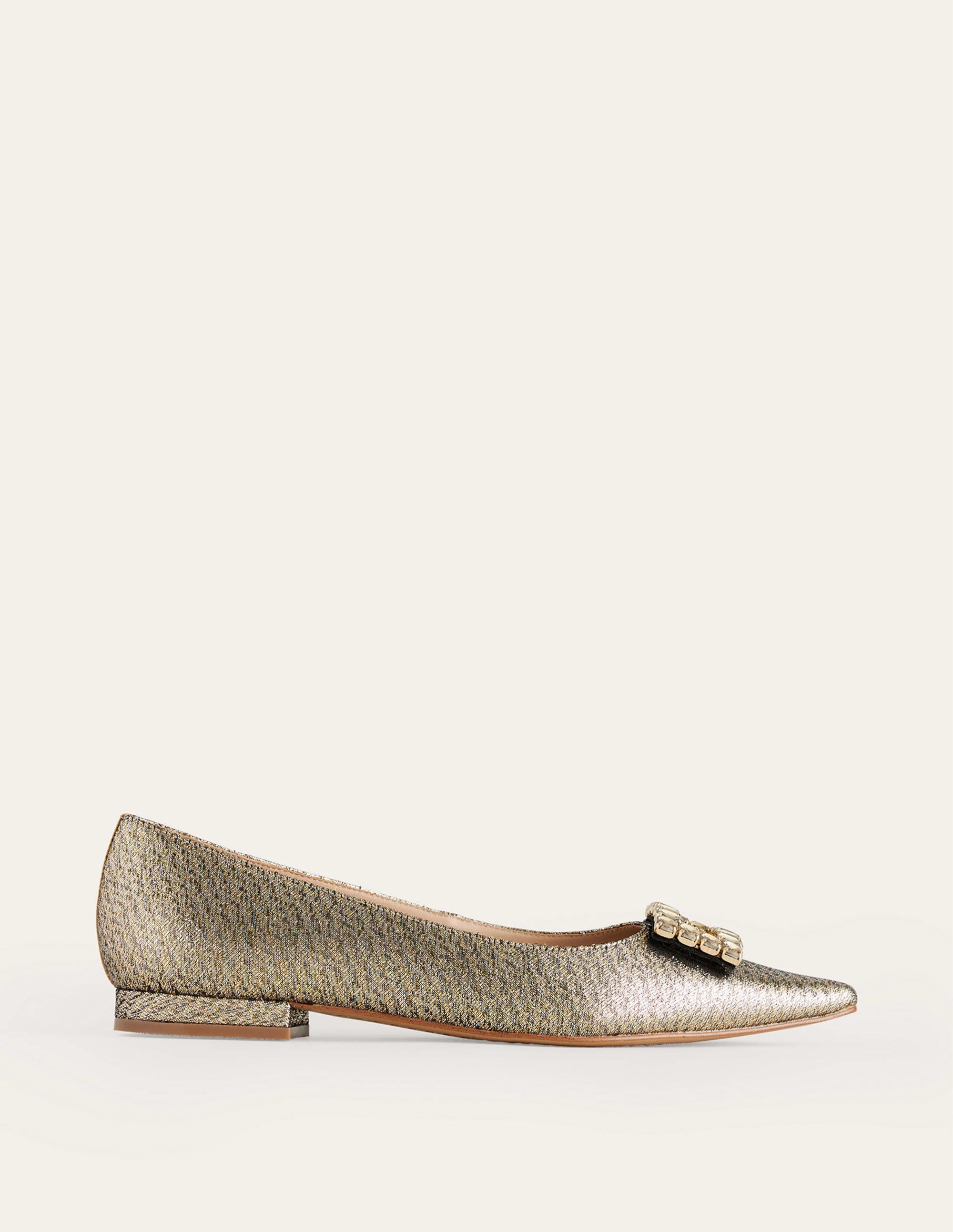Jewelled-Buckle Flats-Gold Metallic - Image 2