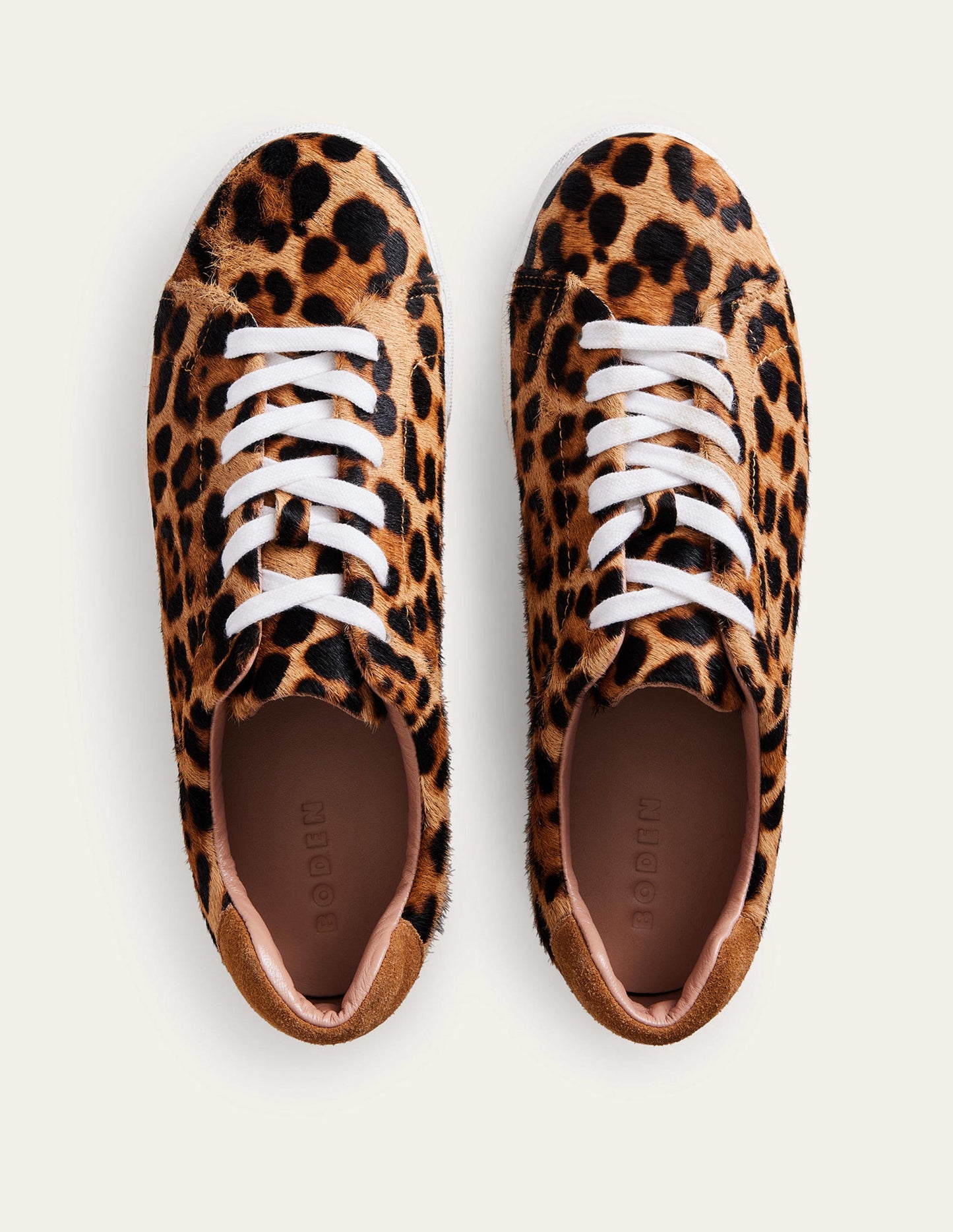 Leather Flatform Sneakers-Leopard