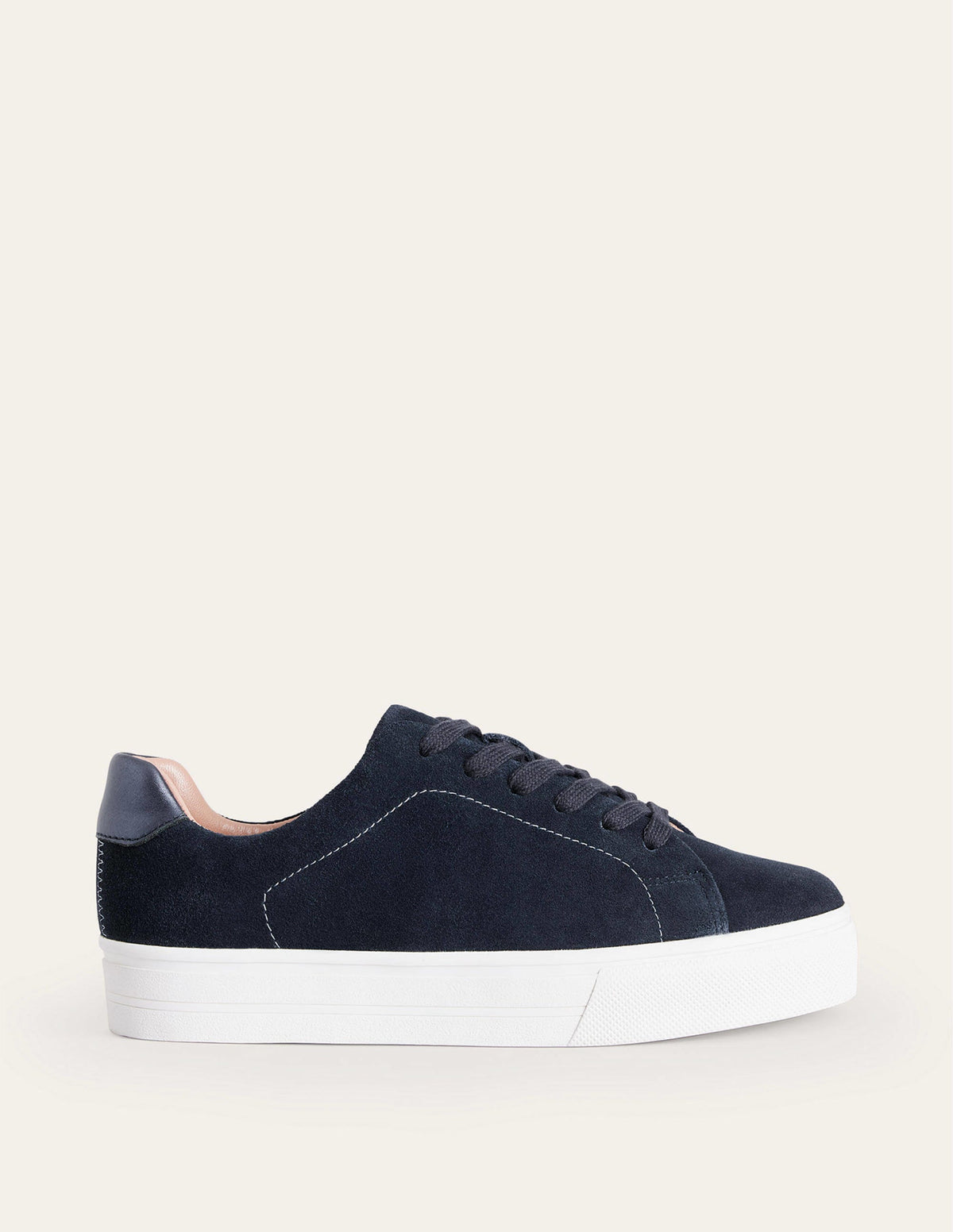 Leather Flatform Sneakers-Navy Suede - Image 2