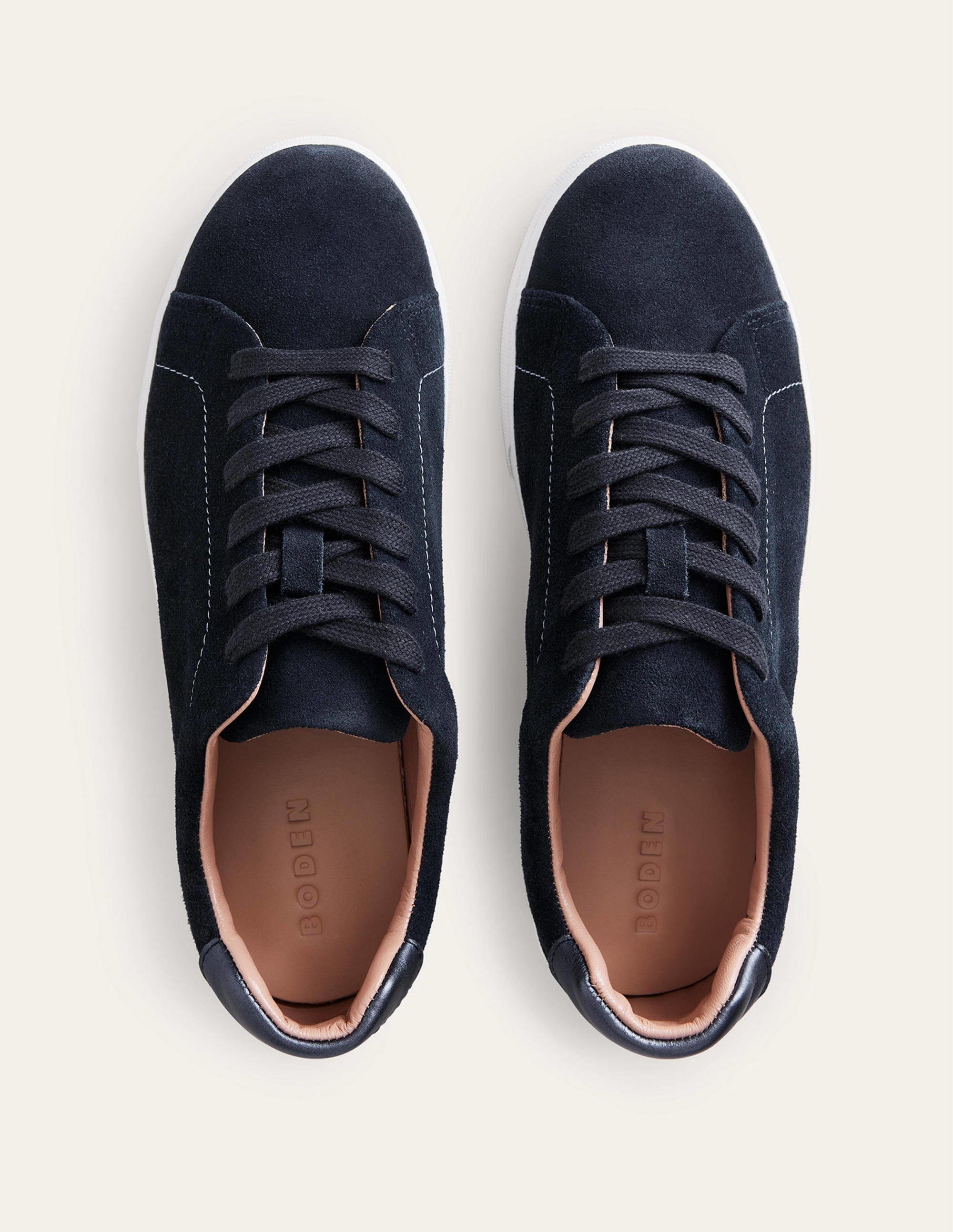 Leather Flatform Sneakers-Navy Suede - Image 5