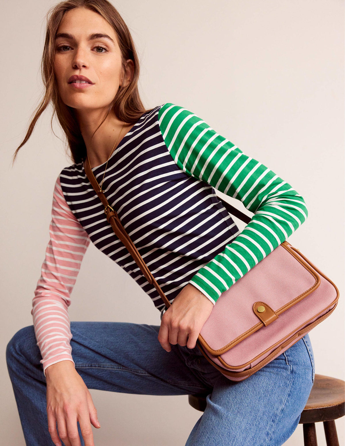Structured Cross-Body Bag-Blush - Image 1