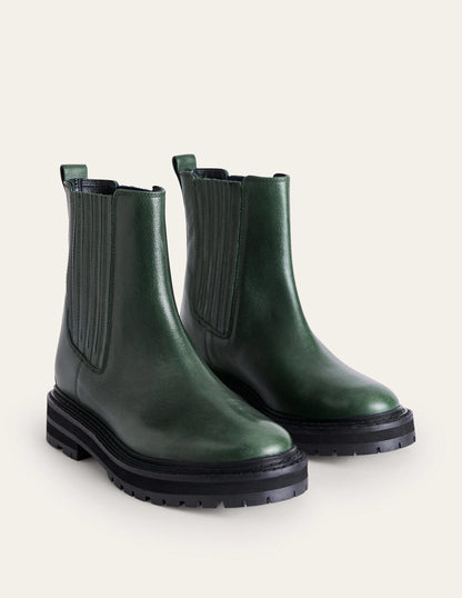 Sadie Chunky Chelsea Boots-Chatsworth Green Malaga