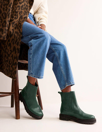 Sadie Chunky Chelsea Boots-Chatsworth Green Malaga