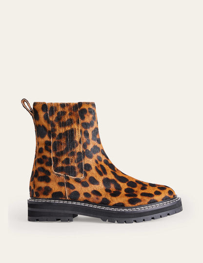 Sadie Chunky Chelsea Boots-Leopard Pony Hair