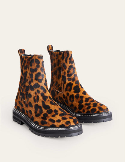 Sadie Chunky Chelsea Boots-Leopard Pony Hair