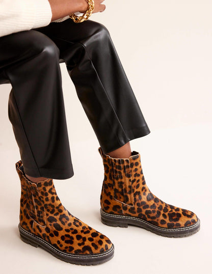 Sadie Chunky Chelsea Boots-Leopard Pony Hair