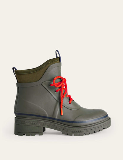 Mary Lace-up Wellington Boots-Deep Olive