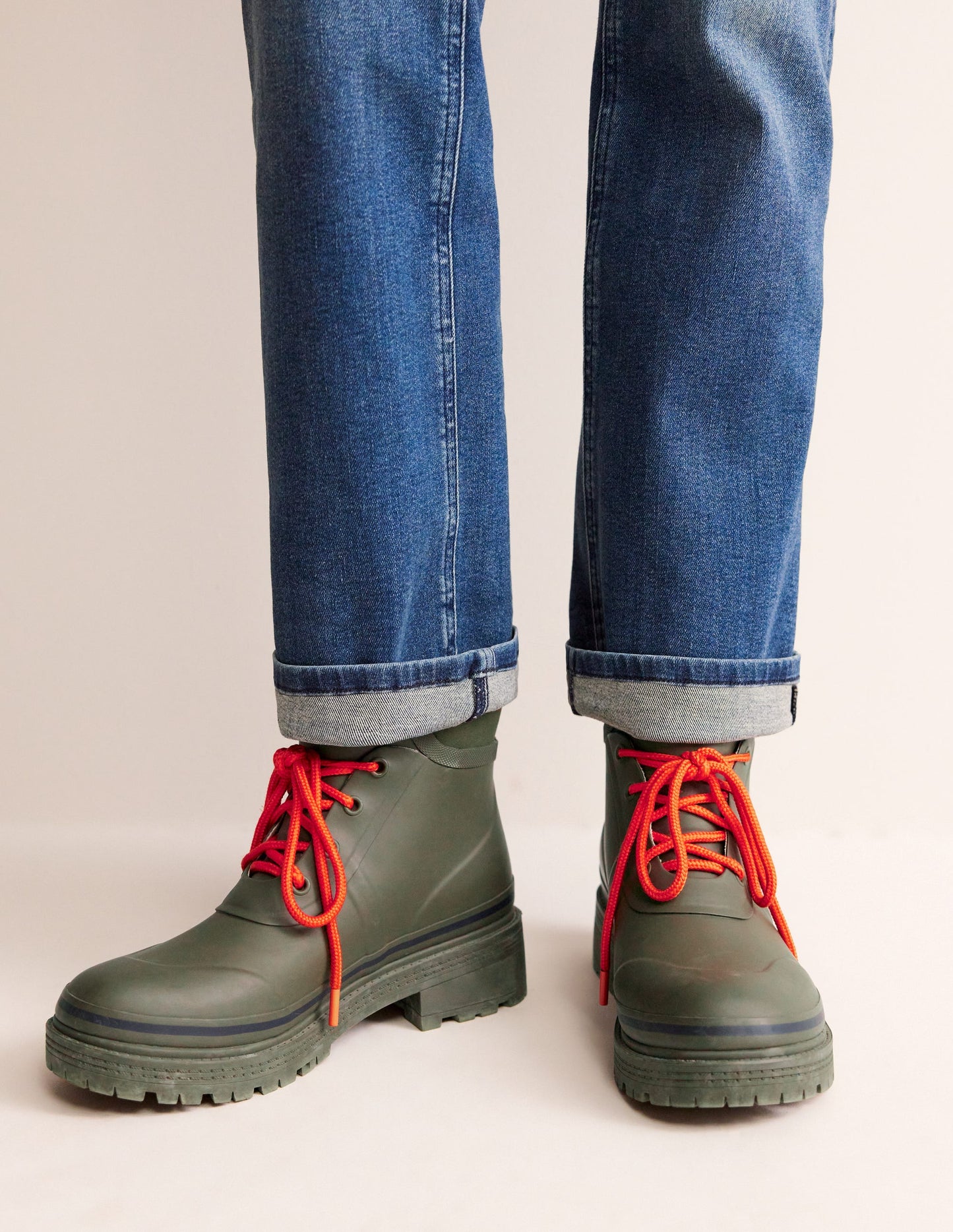 Mary Lace-up Wellington Boots-Deep Olive