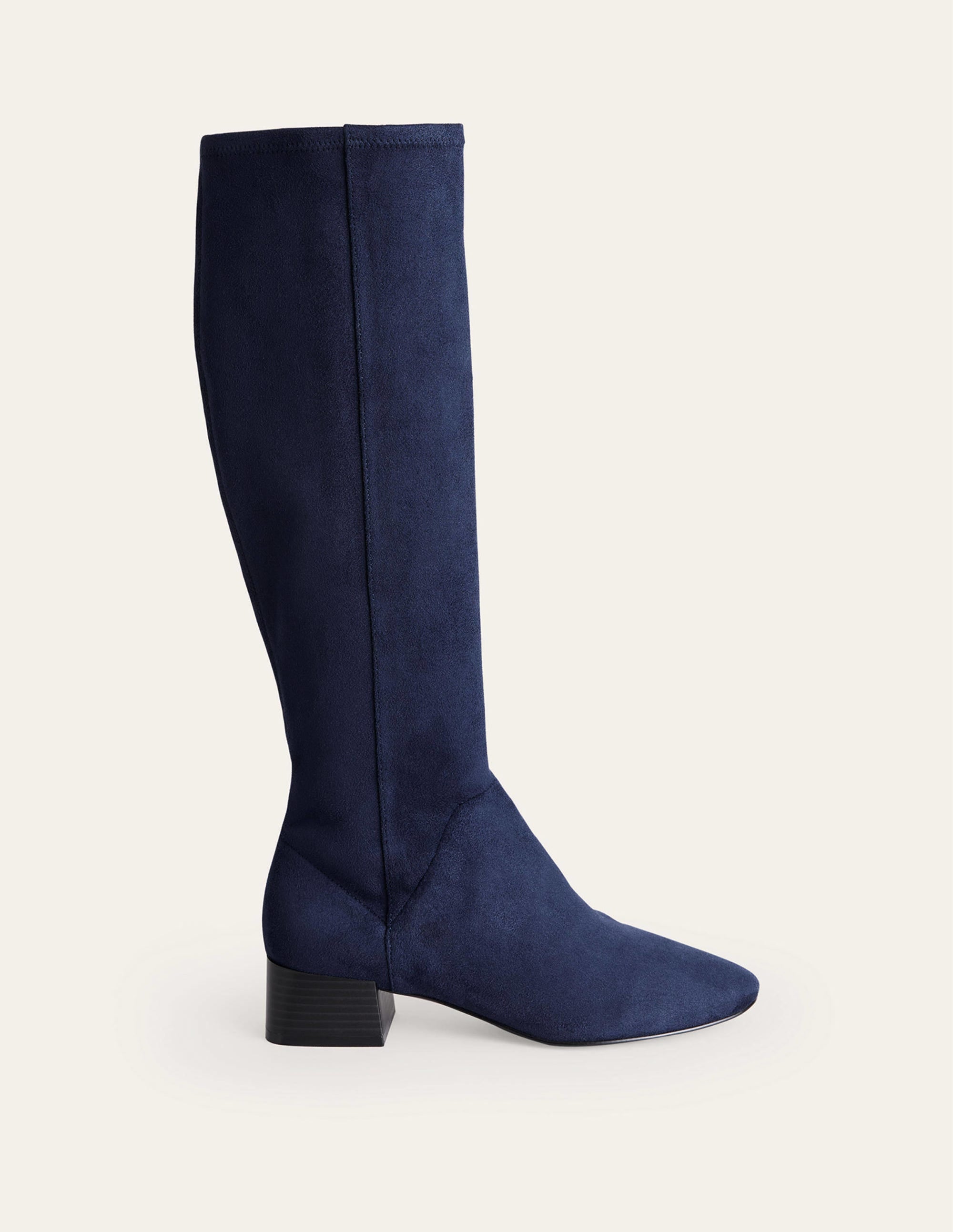 Cara Flat Stretch Knee Boots-Navy - Image 2