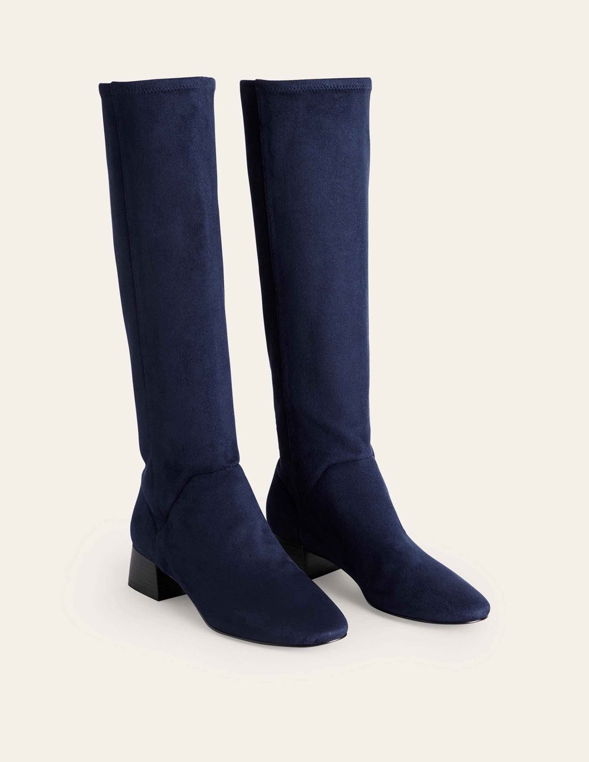 Cara Flat Stretch Knee Boots-Navy - Image 3