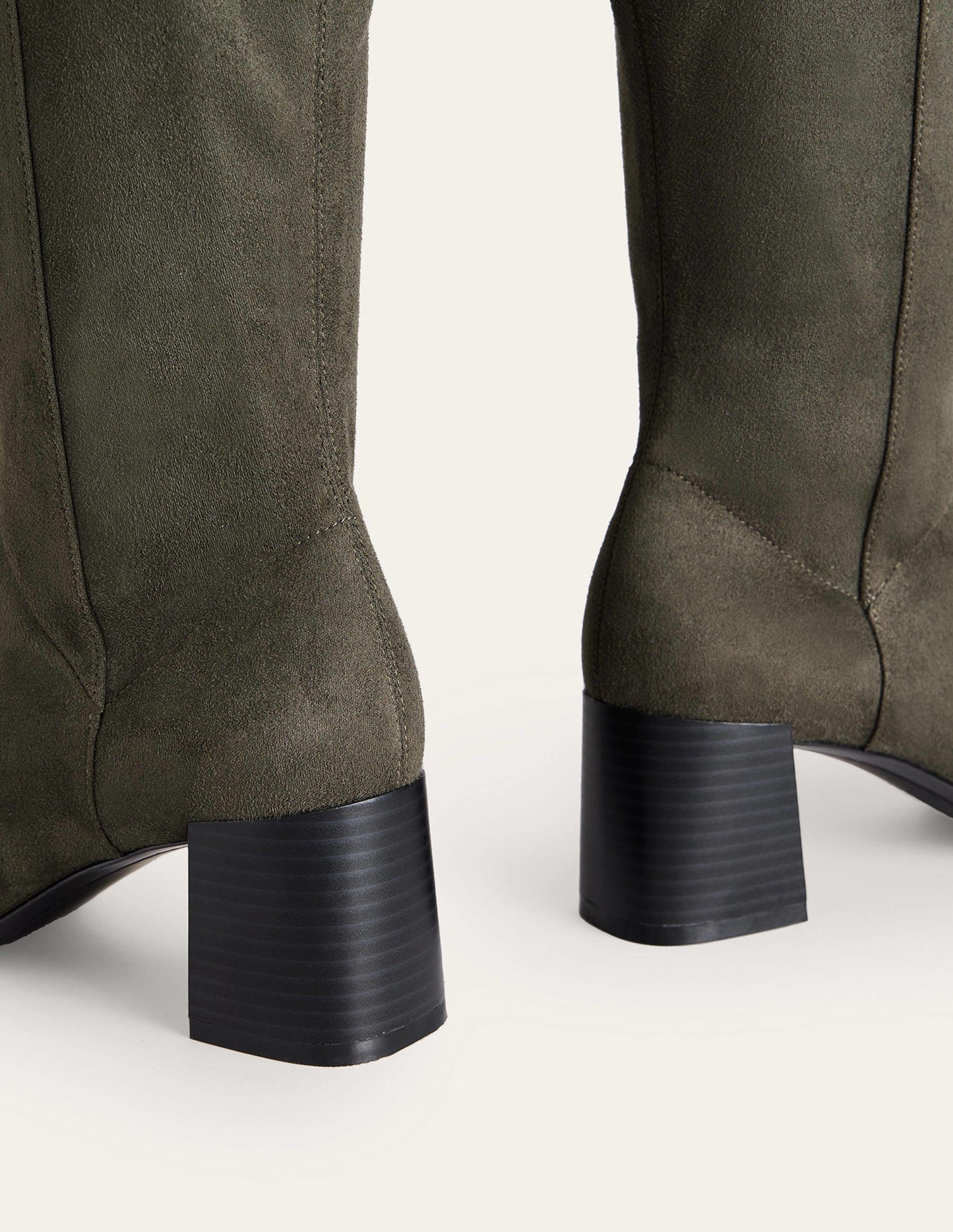 Cara Heeled Stretch Knee Boots-Dark Moss