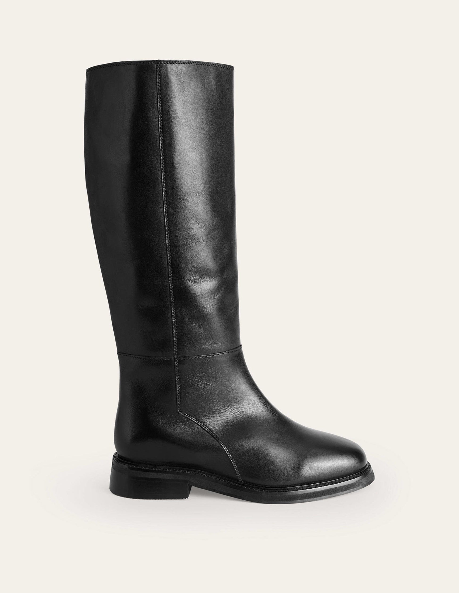 Lottie Leather Riding Boots-Black Leather-3