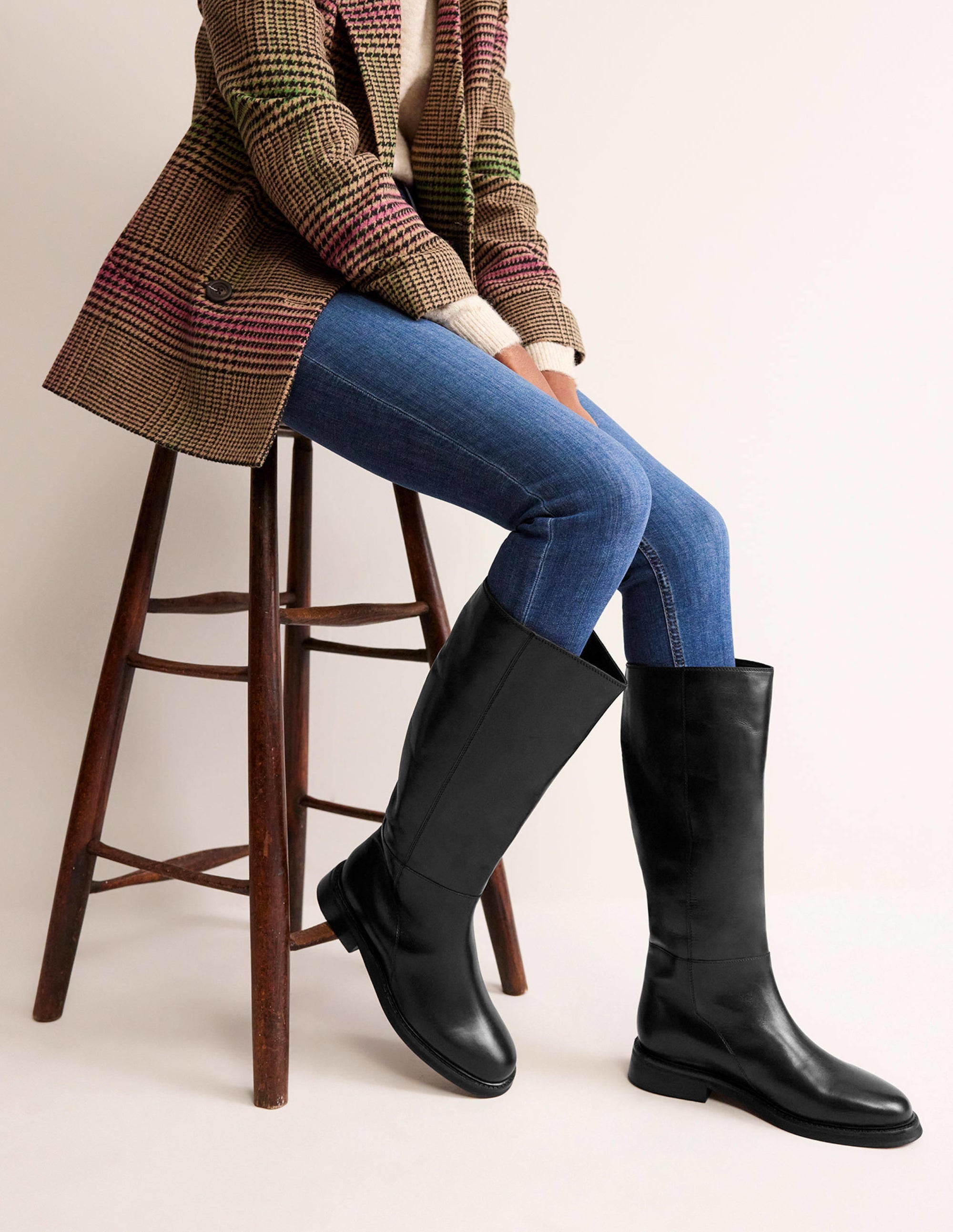 Lottie Leather Riding Boots-Black Leather - Image 1