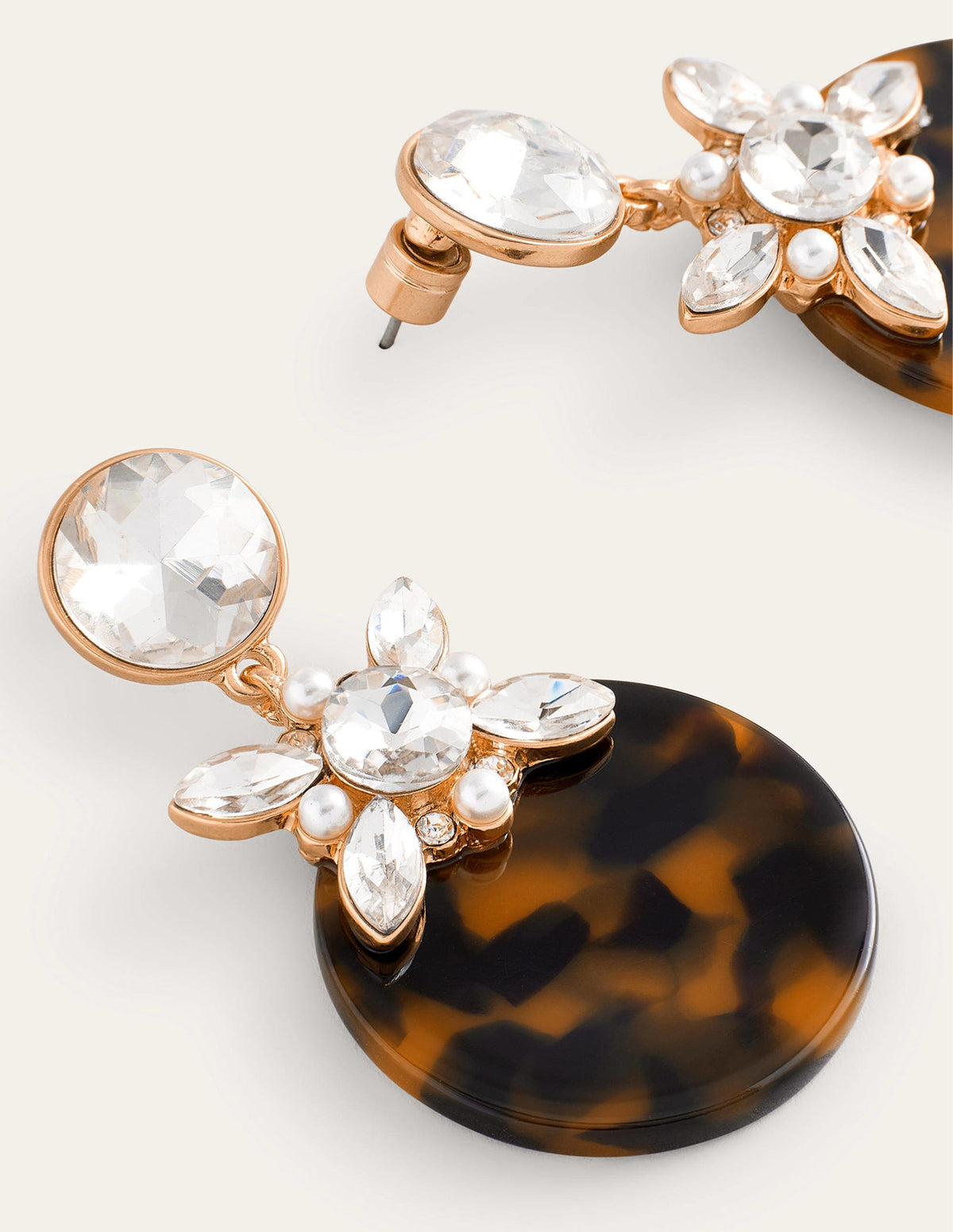 Tortoiseshell Resin Earrings-Tort - Image 3