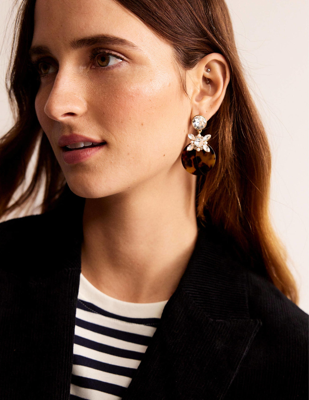 Tortoiseshell Resin Earrings-Tort - Image 1