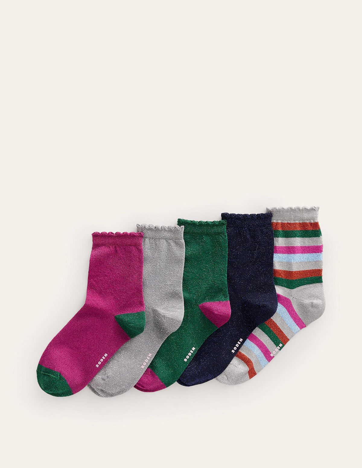 5-Pack Sparkle Ankle Socks-Metallic Bold - Image 1