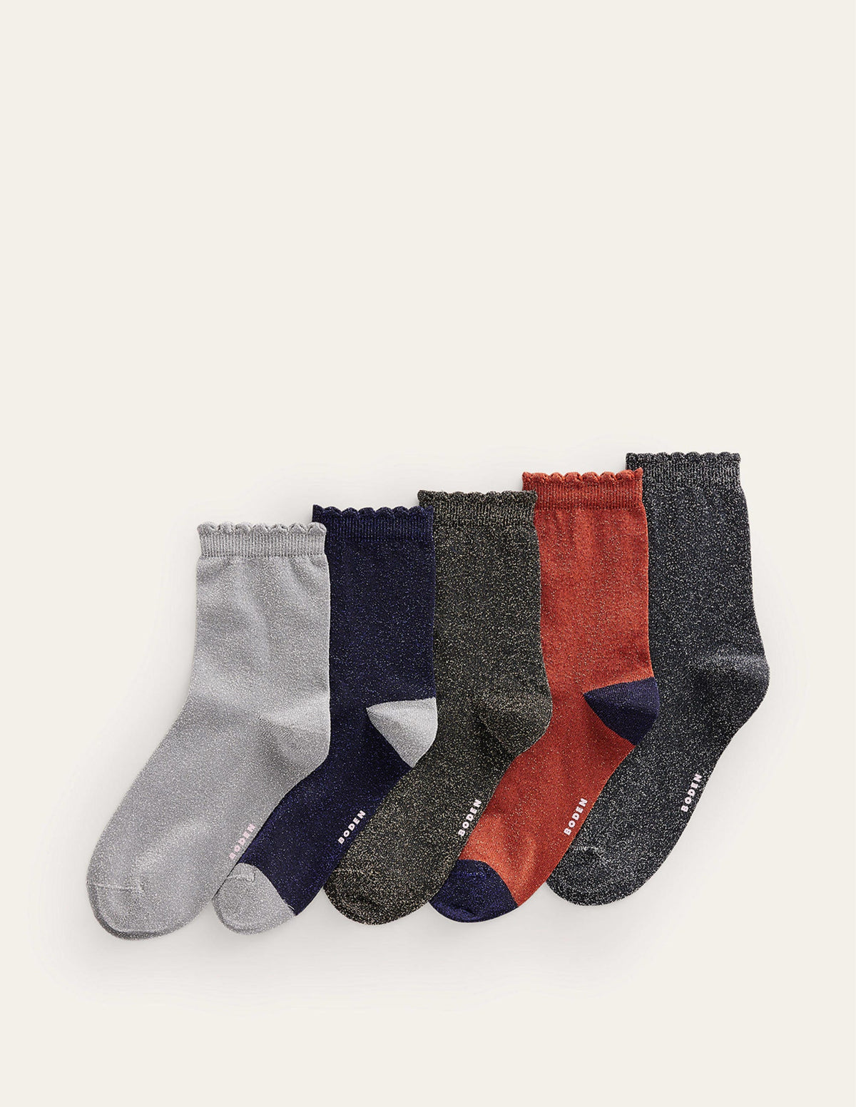 5-Pack Sparkle Ankle Socks-Metallic Neutral-1