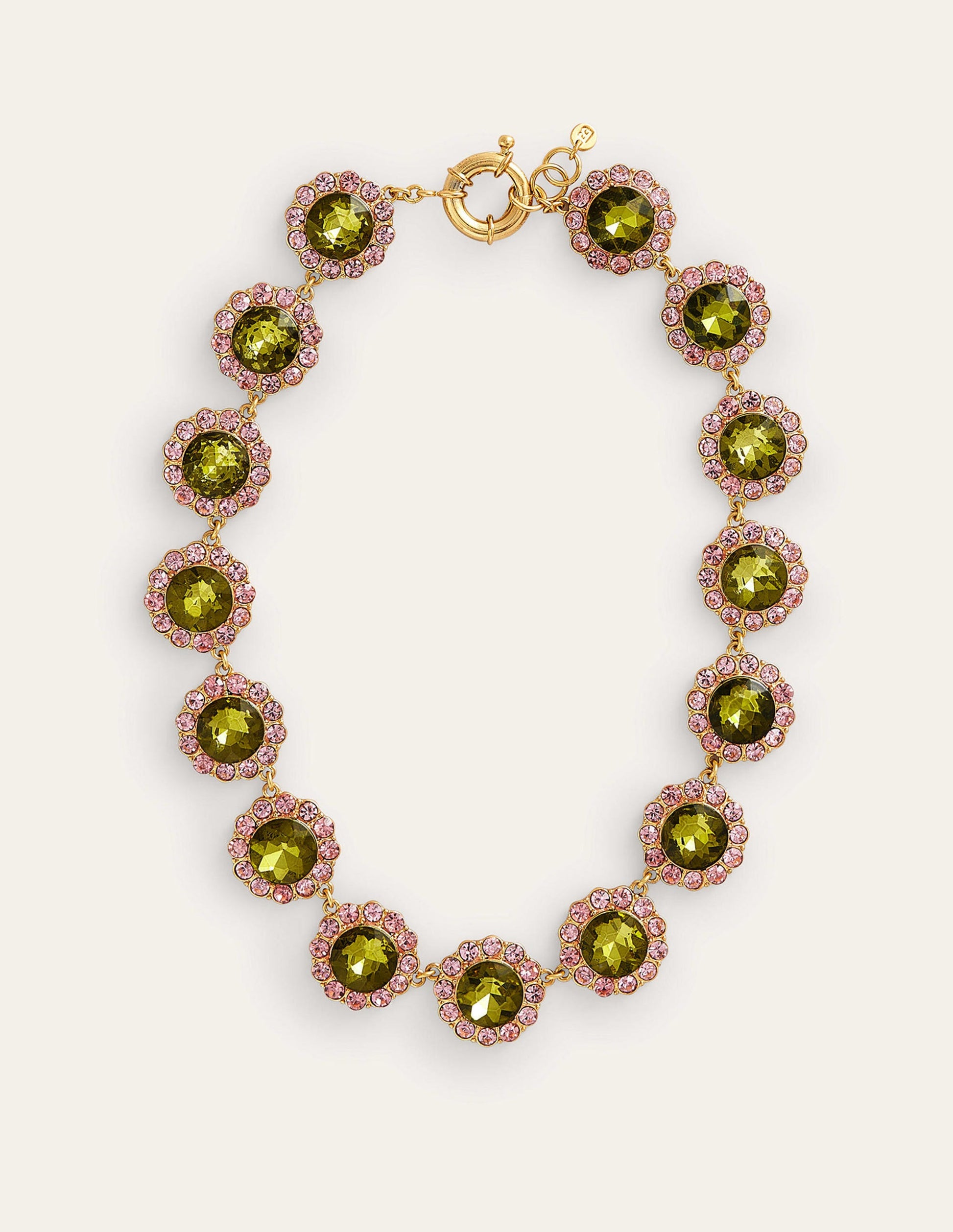 Embellished Flower Necklace-Green-2
