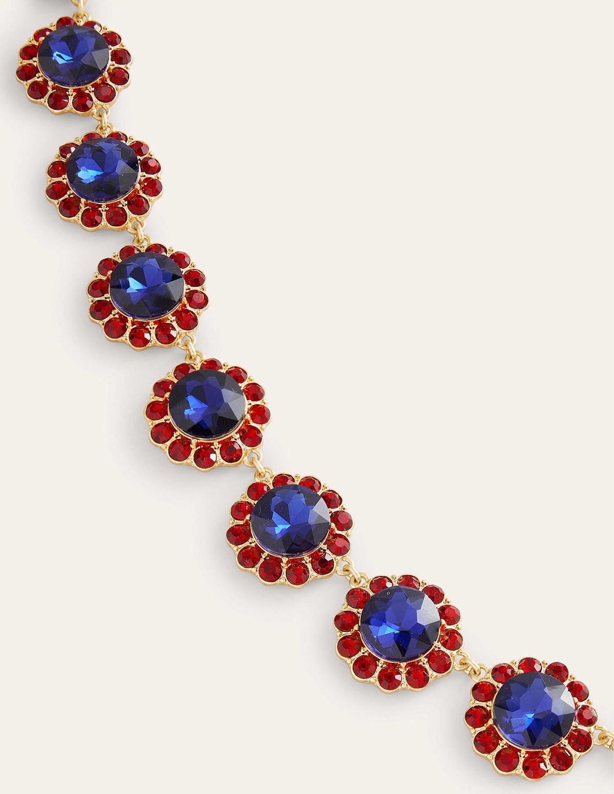 Embellished Flower Necklace-RED/BLUE - Image 3