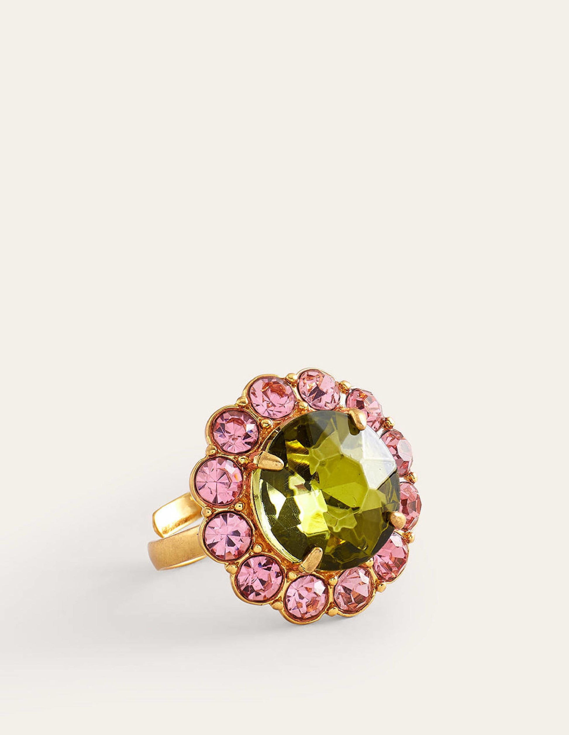 Embellished Flower Ring-Green-2