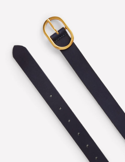 Classic Leather Belt-Navy-3