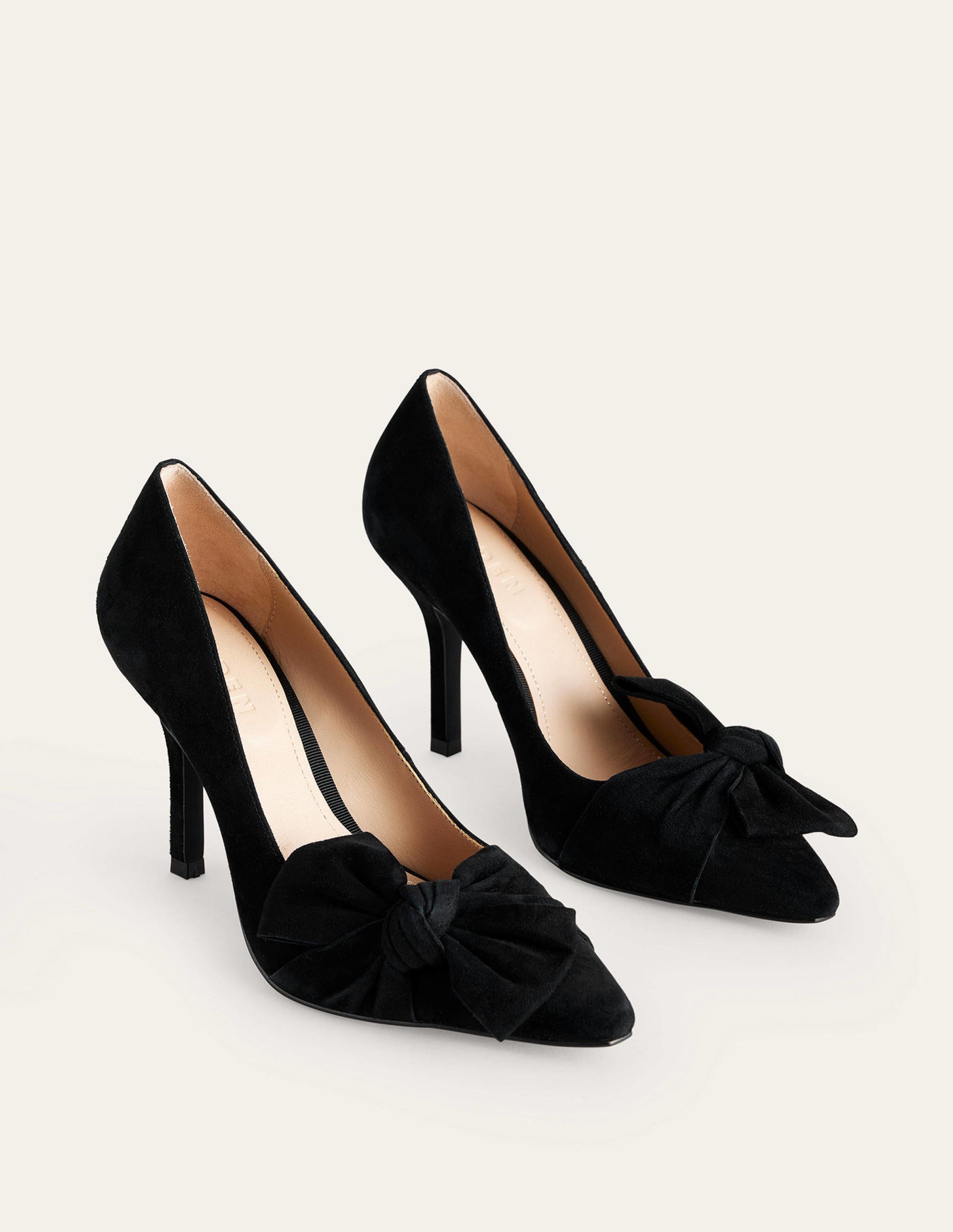 Suede-Bow Heeled Courts-Black Suede-3