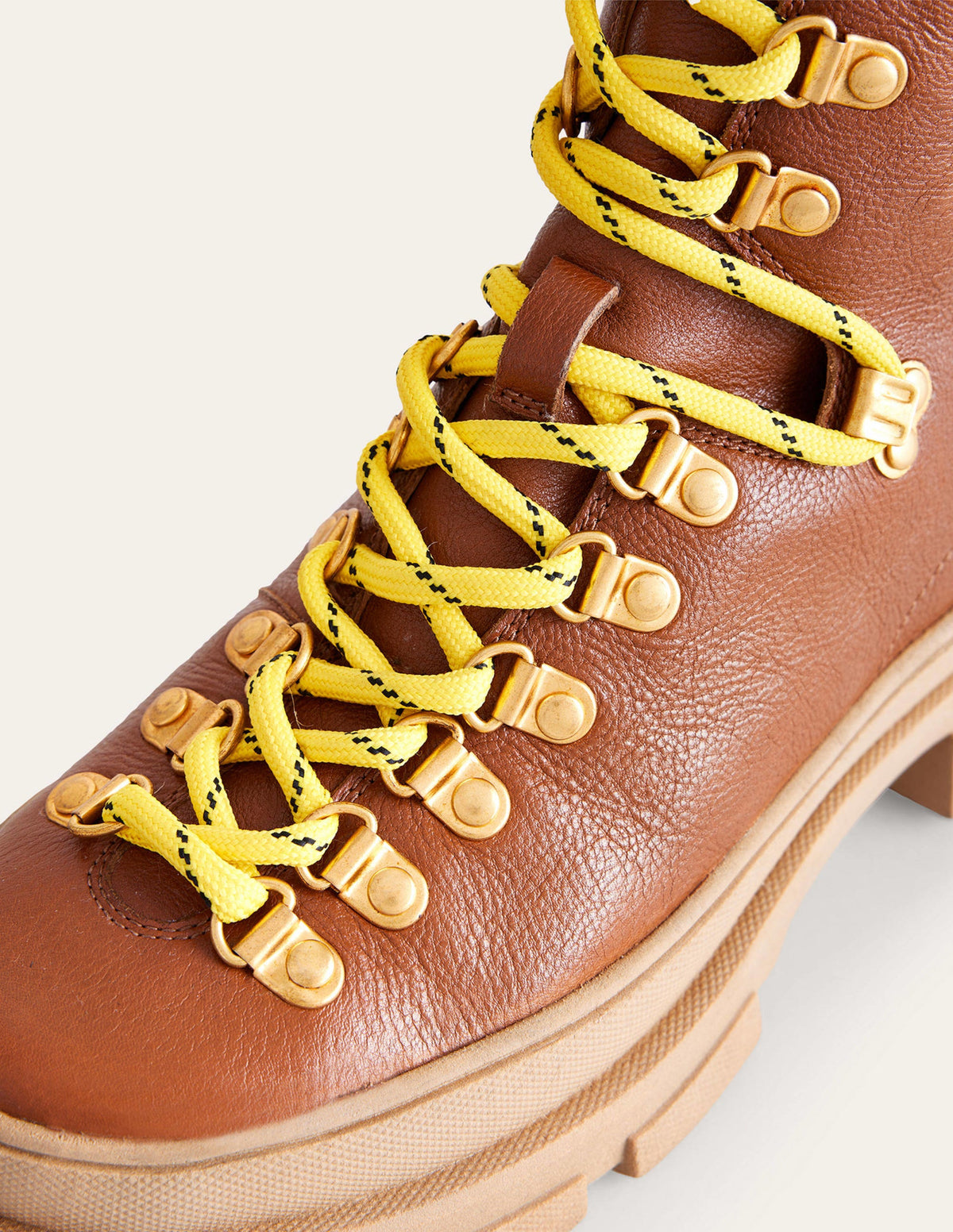 Lace up Hiker Boots-Honey Leather-4