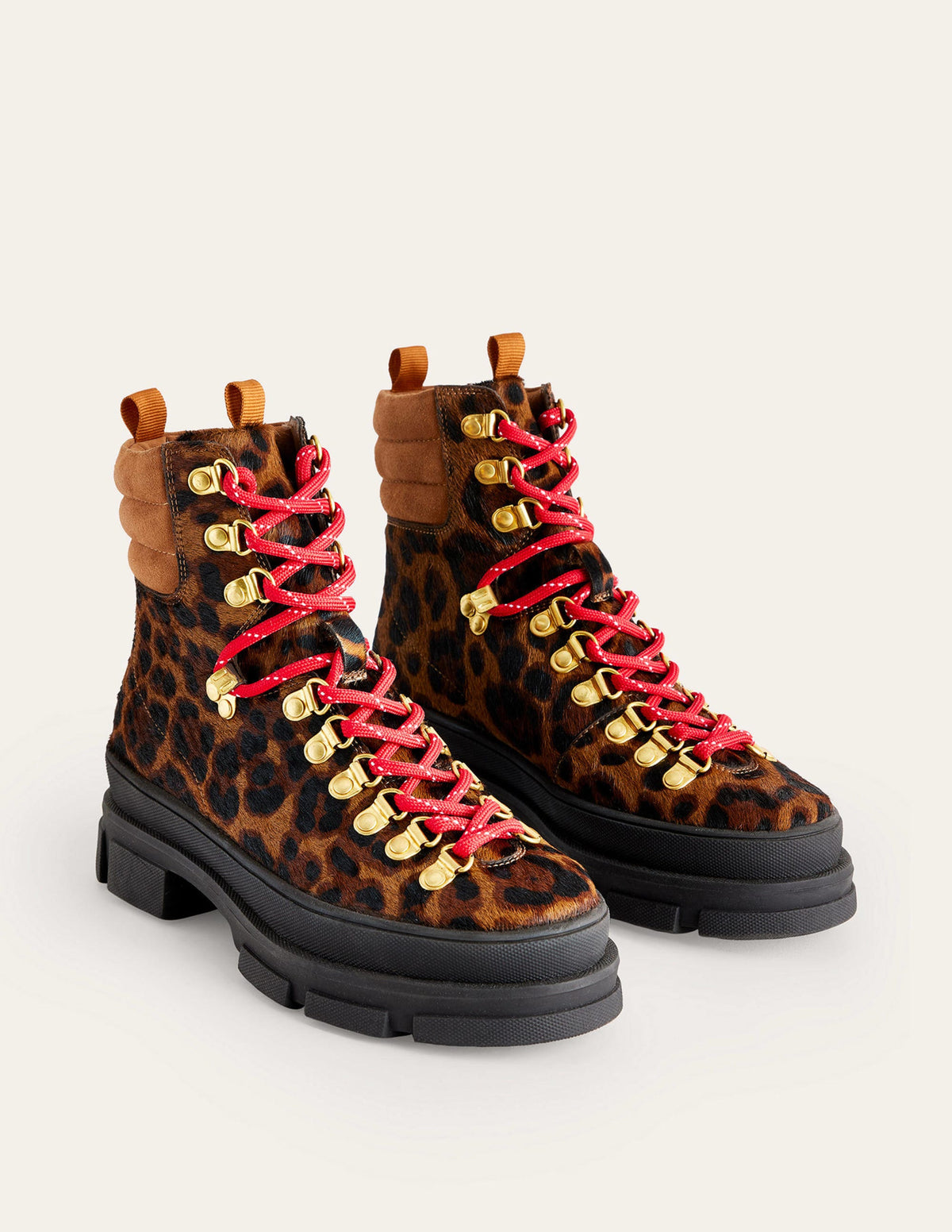Lace up Hiker Boots-Leopard Pony - Image 3