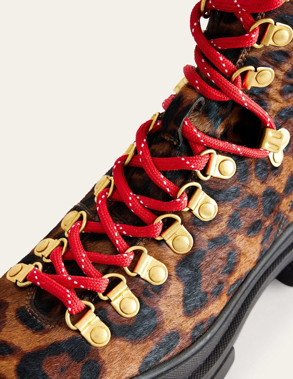 Lace up Hiker Boots-Leopard Pony - Image 4