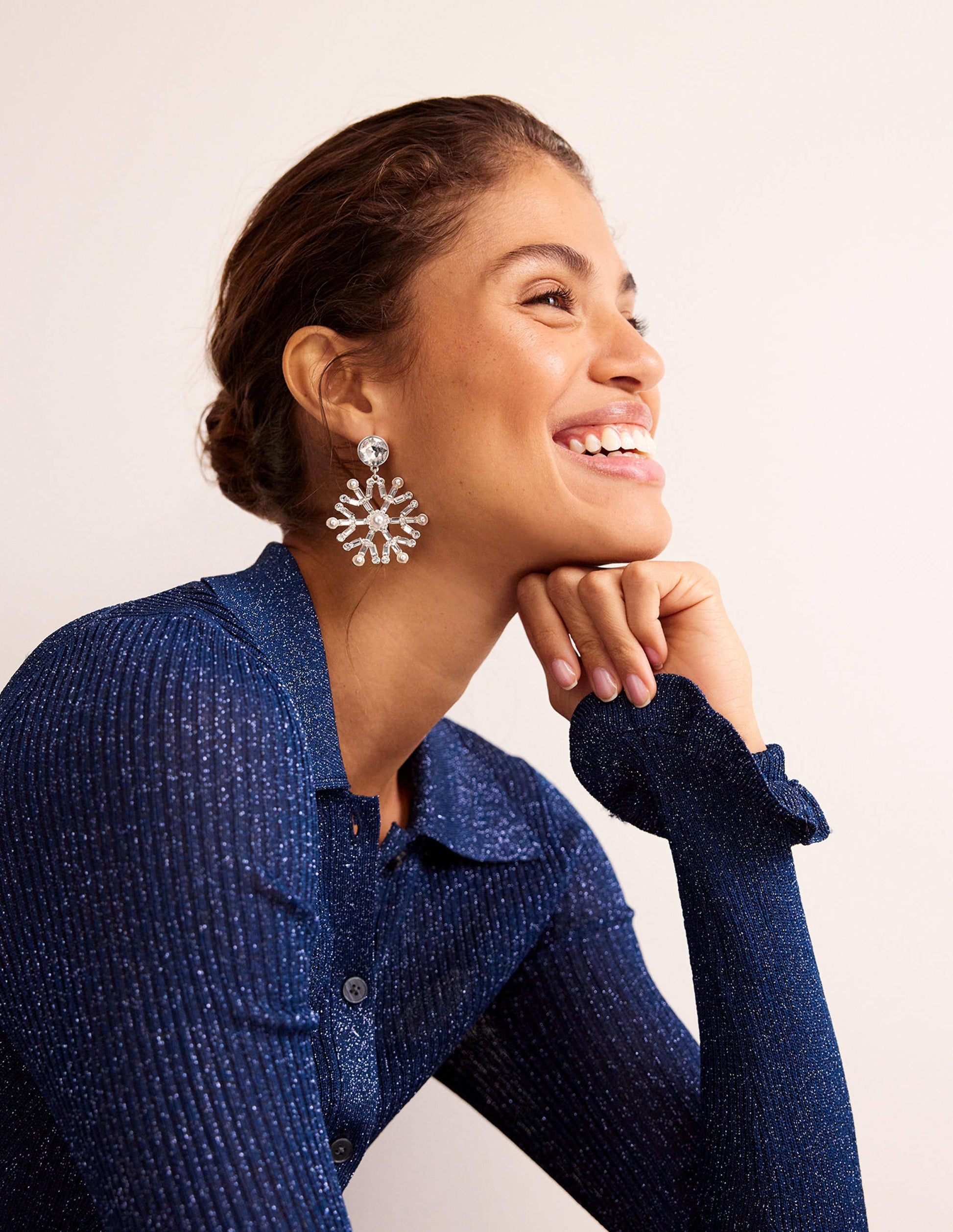 Festive Jewelled Earrings-Snowflake-1