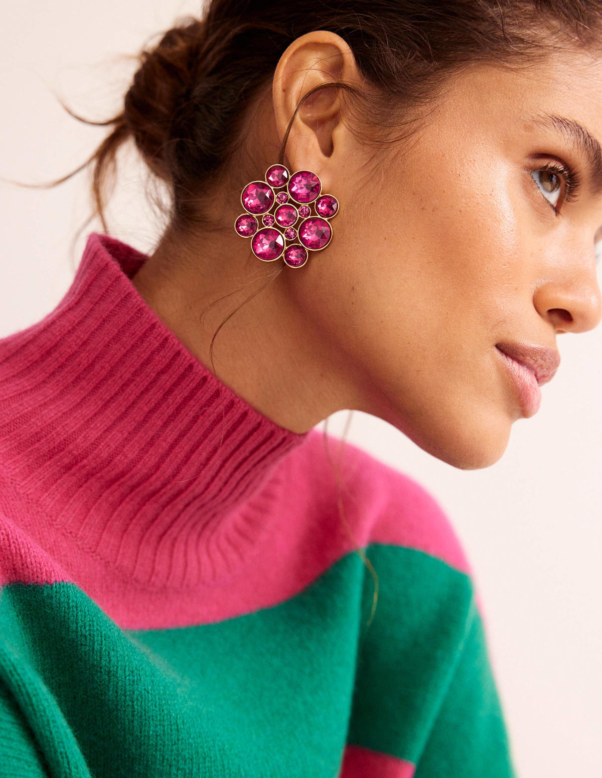 Andrea Jewel-Cluster Earrings-Pink - Image 1