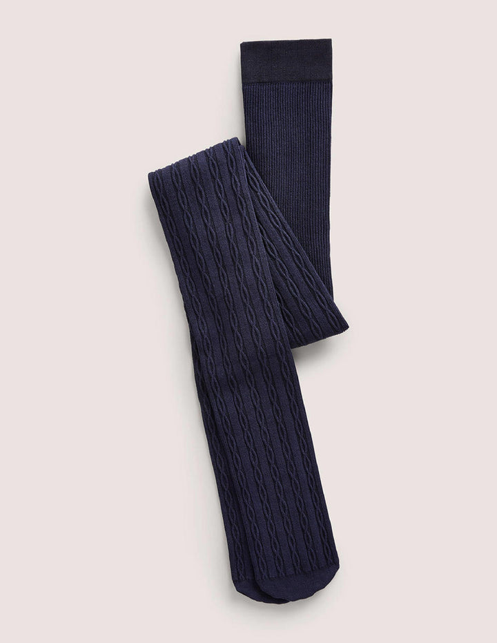 Cable Knit Stockings-Navy
