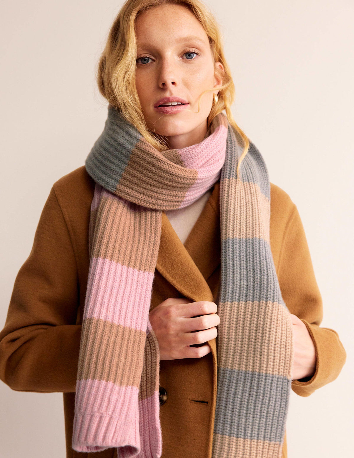 Hotch Potch Scarf-Grey Marl, Pink and Ivory-1