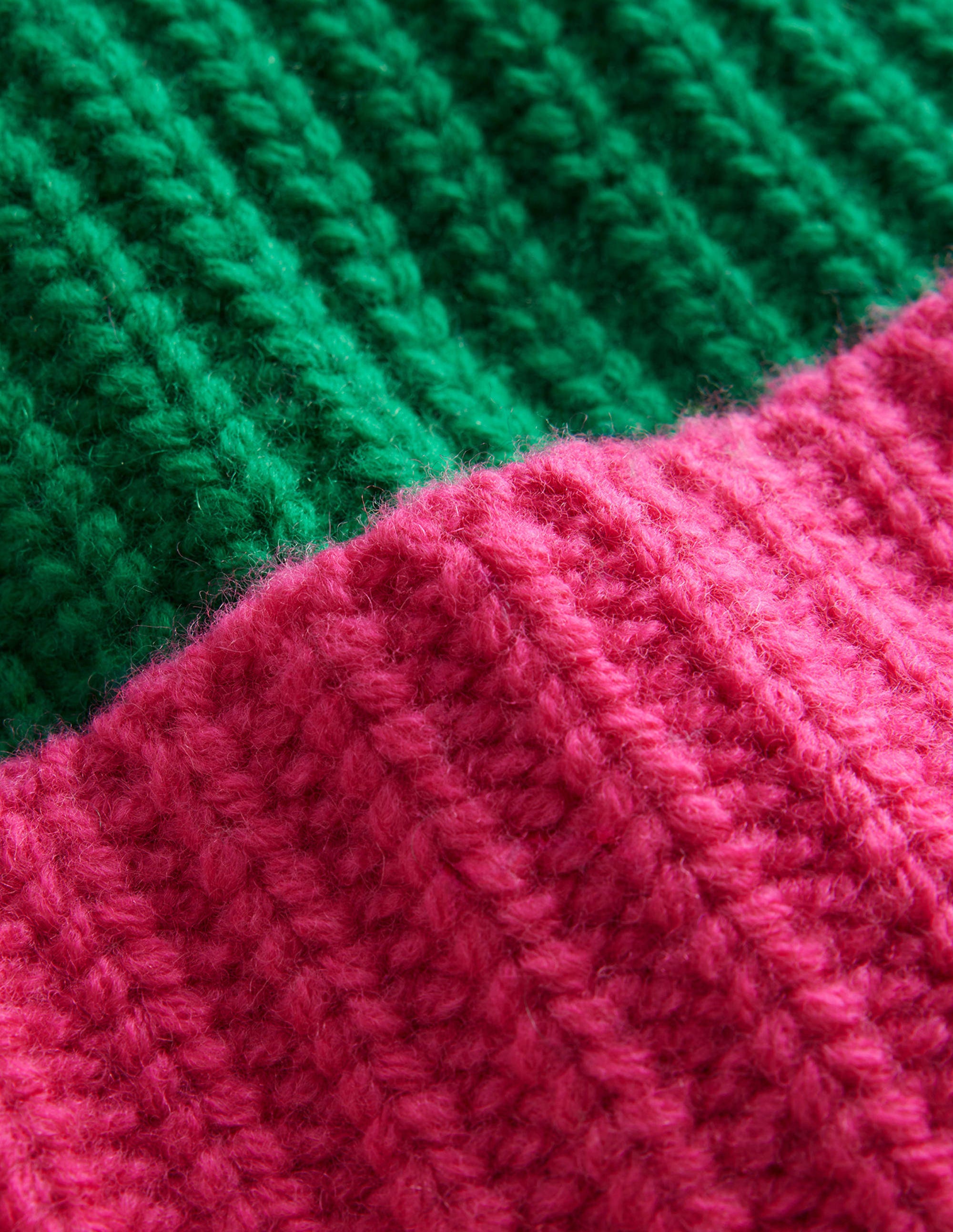 Colour Block Beanie Hat-Vibrant Pink/ Veridian Green - Image 3