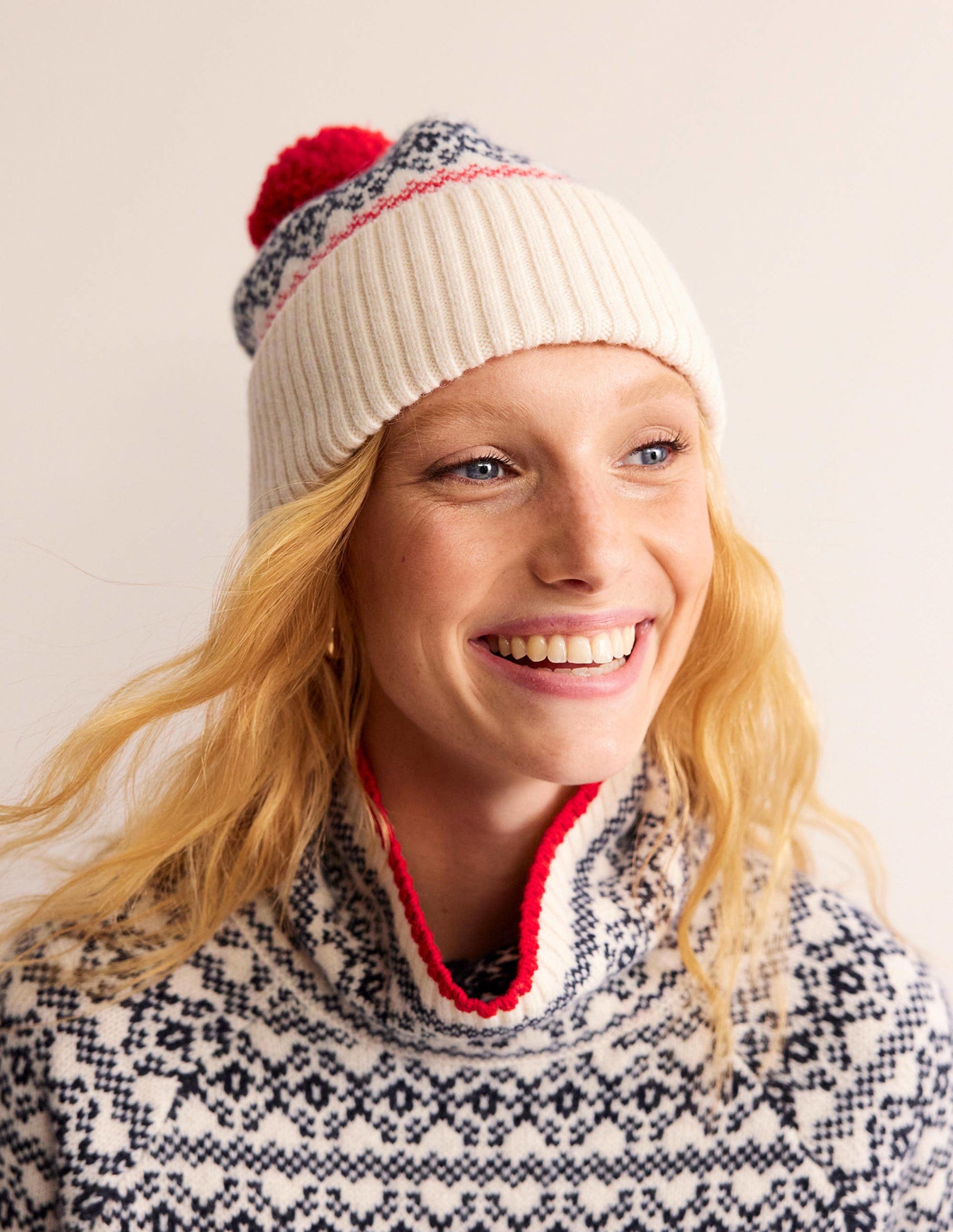 Fair Isle Wool Hat-Navy/ Oatmeal Fairisle-1