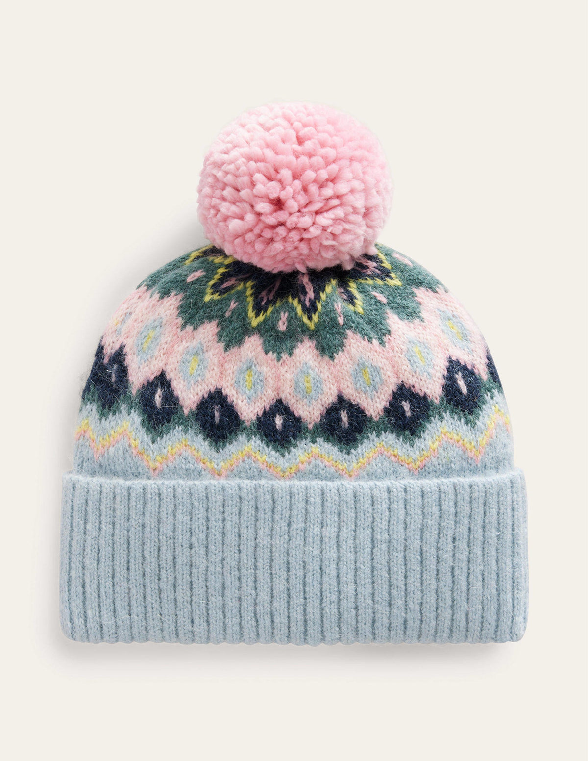 Fluffy Fair Isle Hat-Green Smoke/ Multi - Image 2