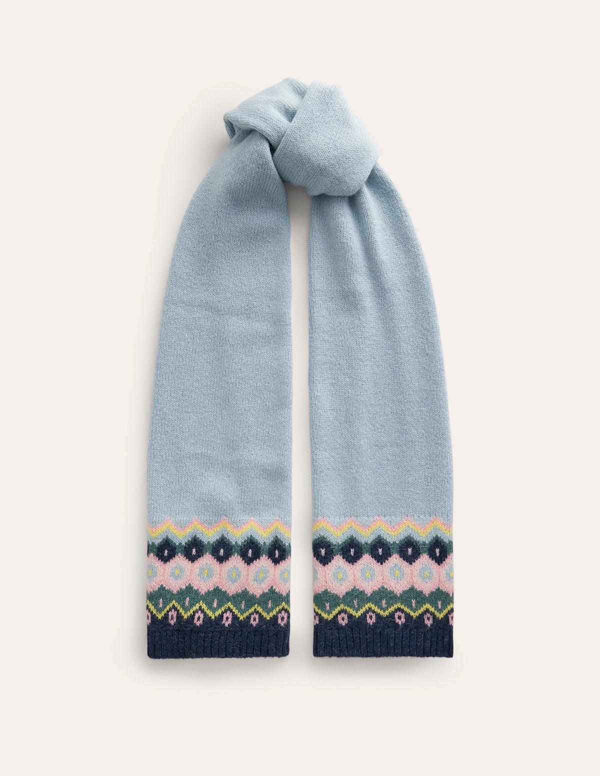Fluffy Fair Isle Scarf-Green Smoke/ Multi - Image 2
