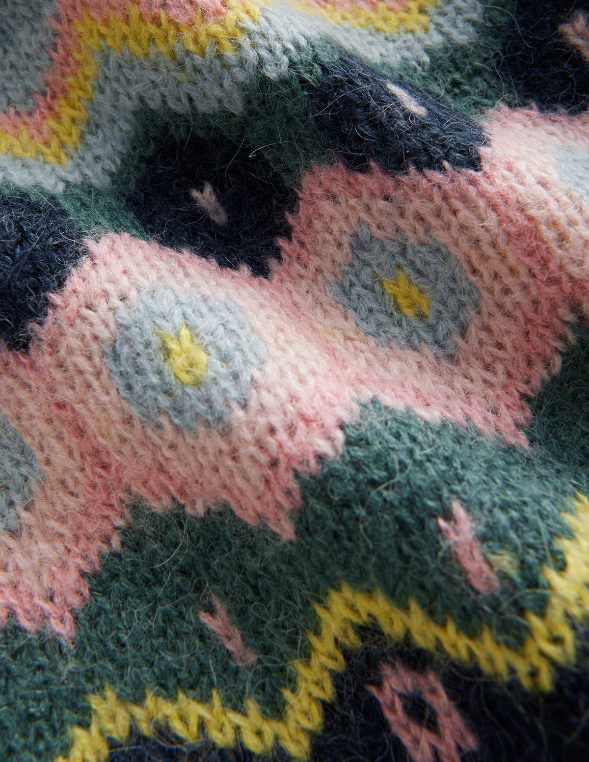 Fluffy Fair Isle Scarf-Green Smoke/ Multi-3