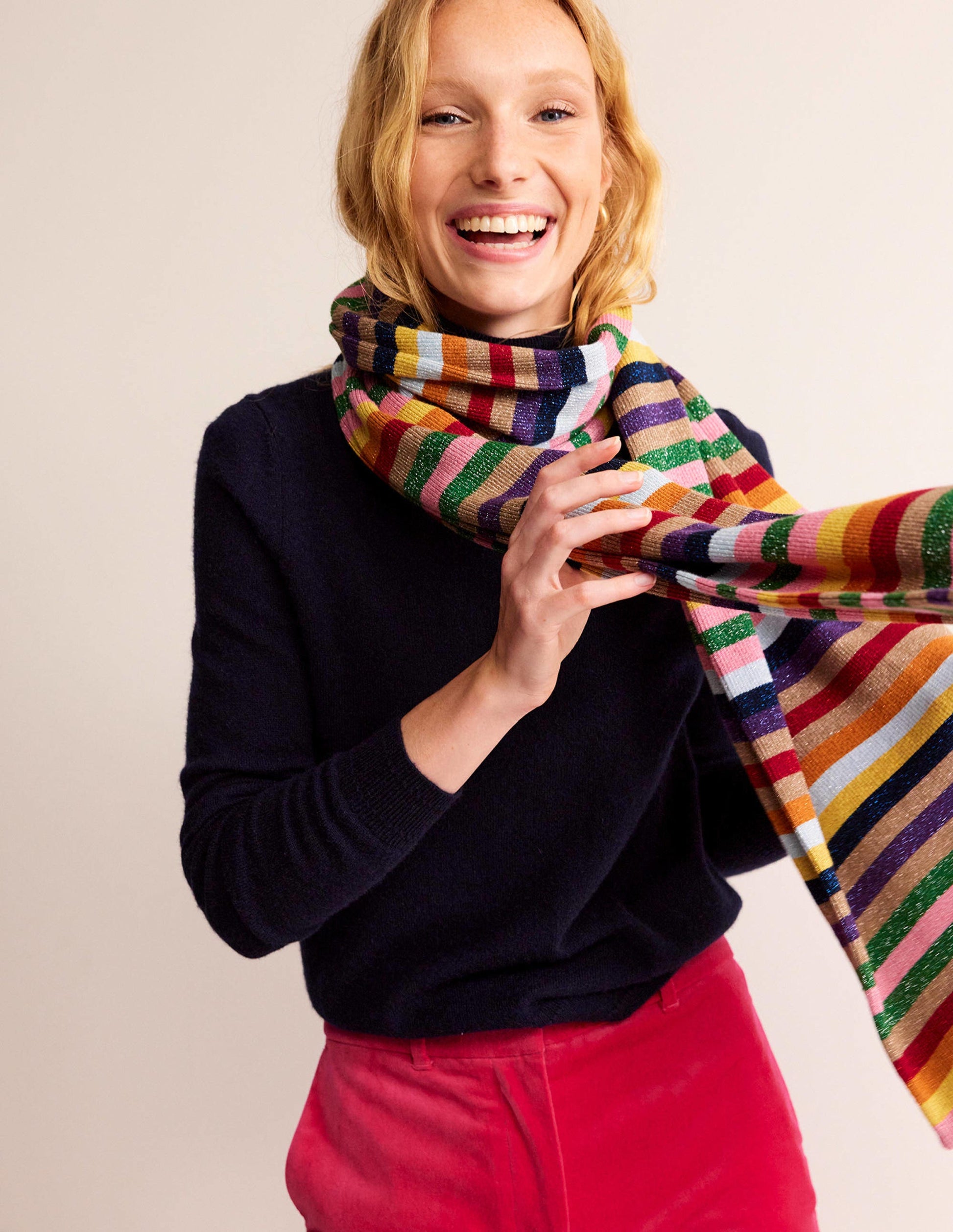 Metallic-Stripe Scarf-Rainbow-1