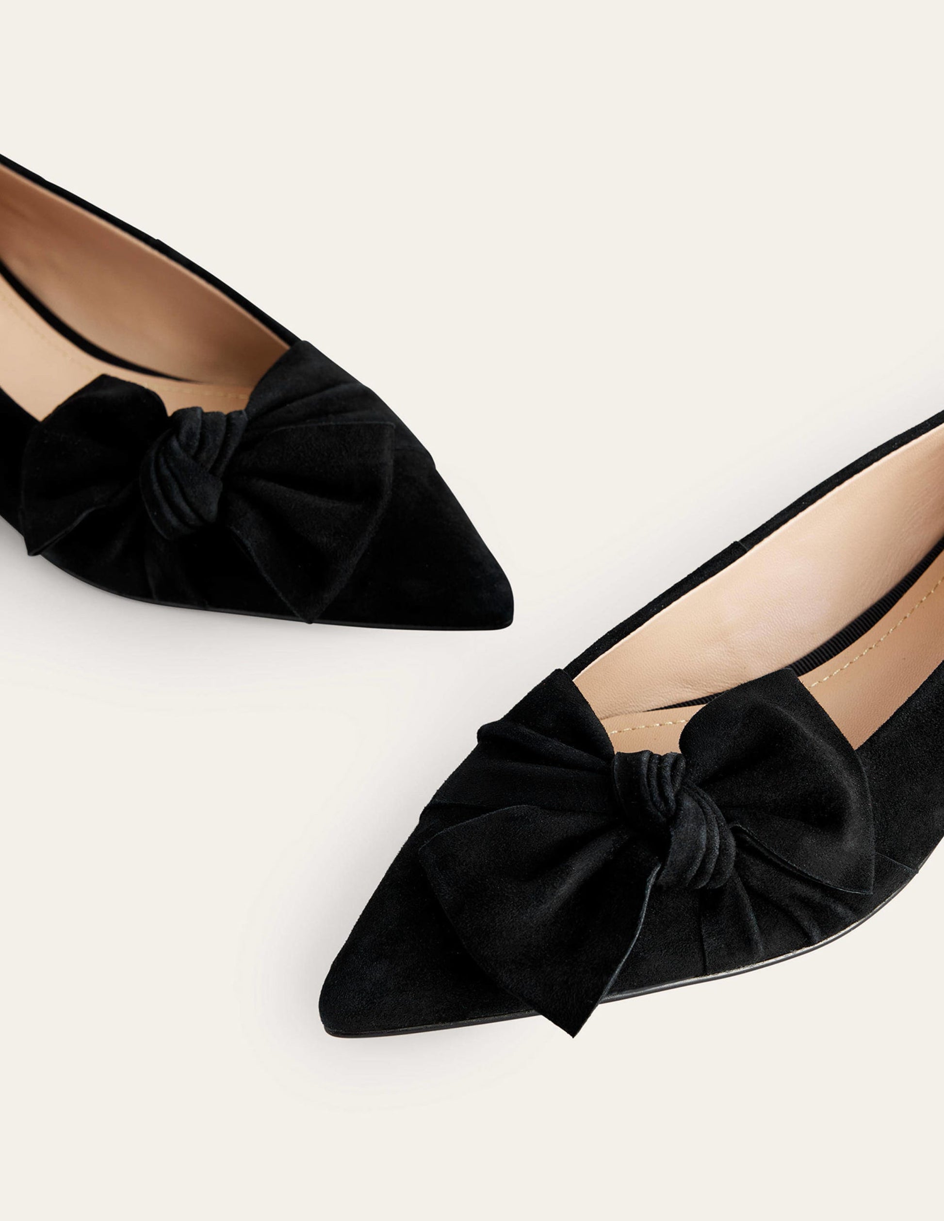Bow Ballet Flats-Black Suede-4