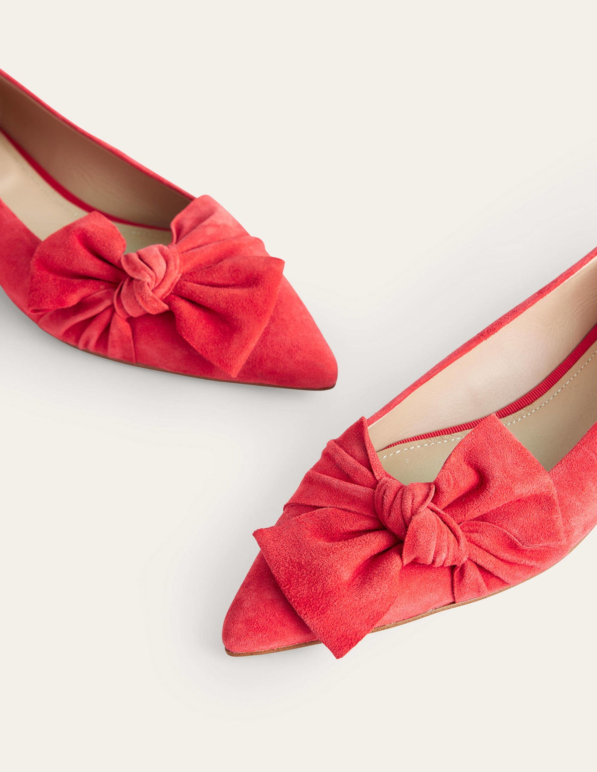 Bow Ballet Flats-Brilliant Red Suede-4