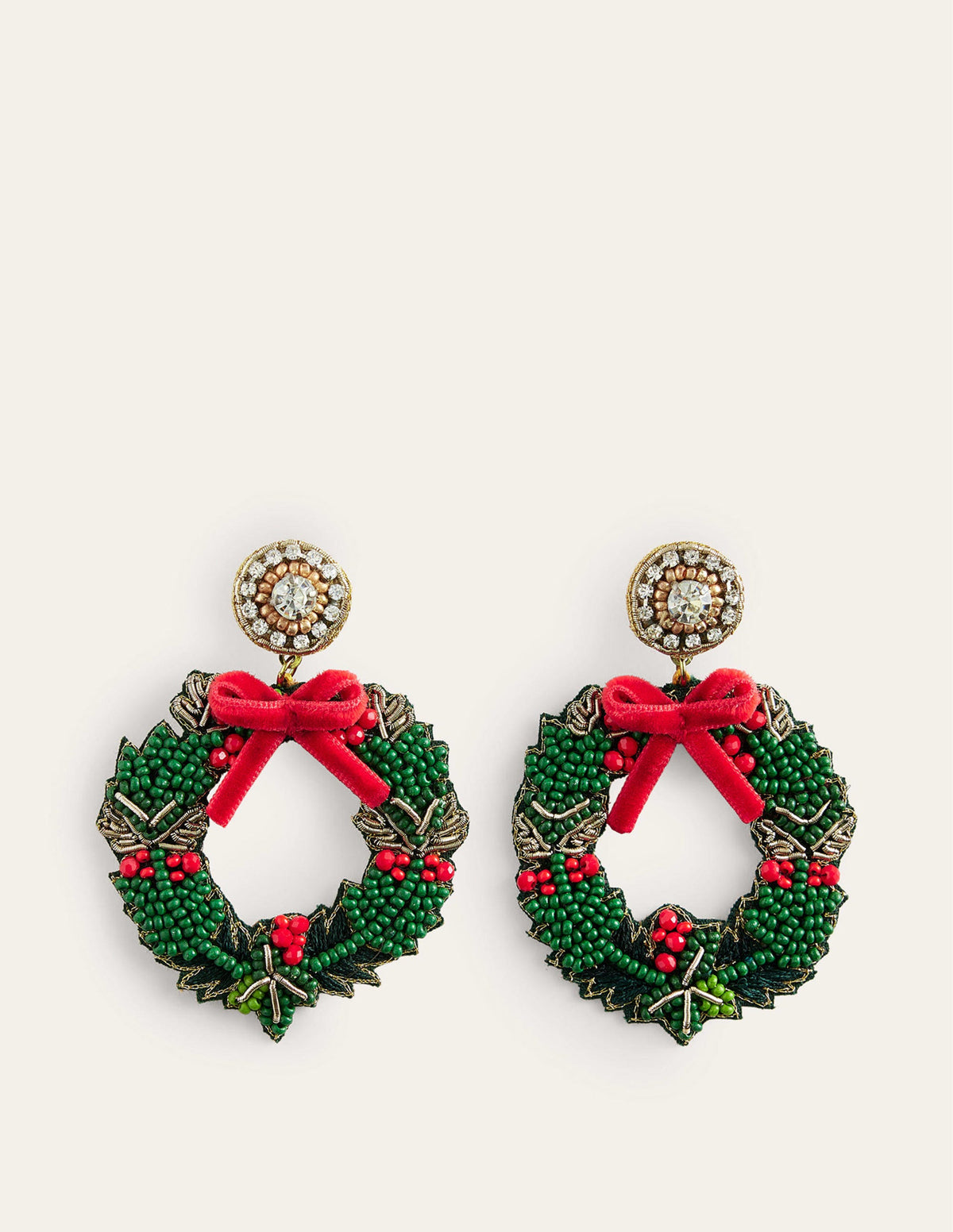 Festive Embellished Earrings-Wreath - Image 2