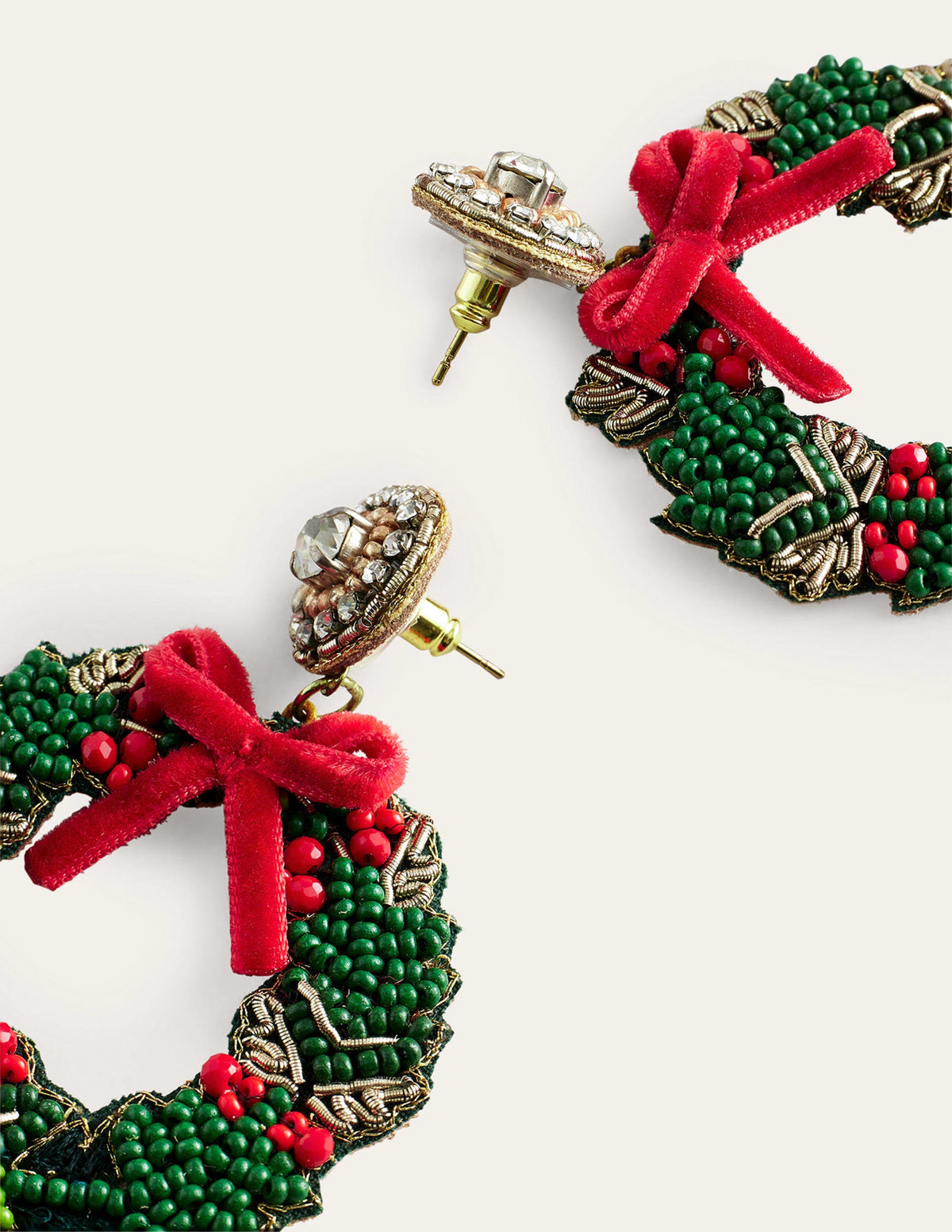 Festive Embellished Earrings-Wreath - Image 3