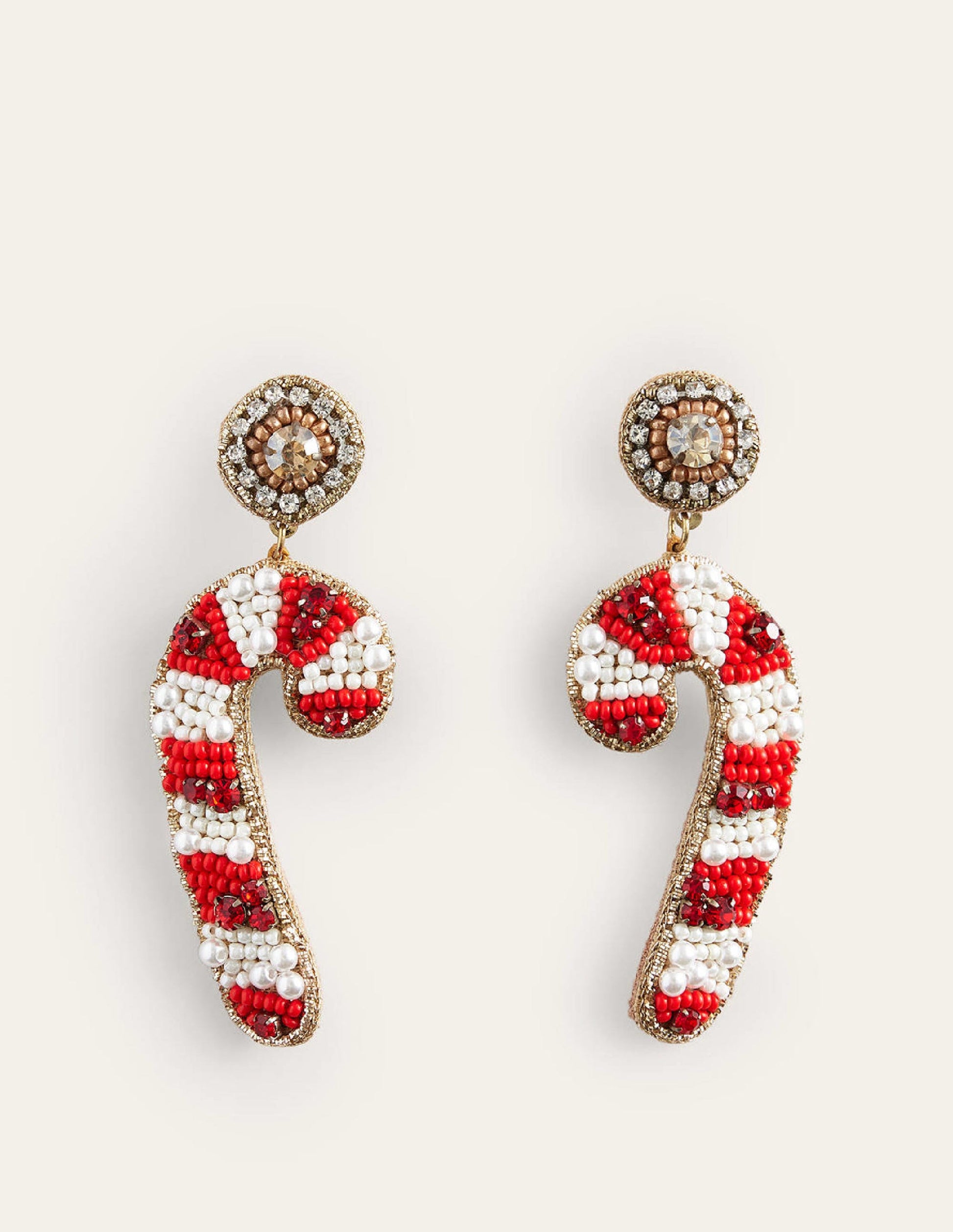 Festive Embellished Earrings-Candy Cane-2