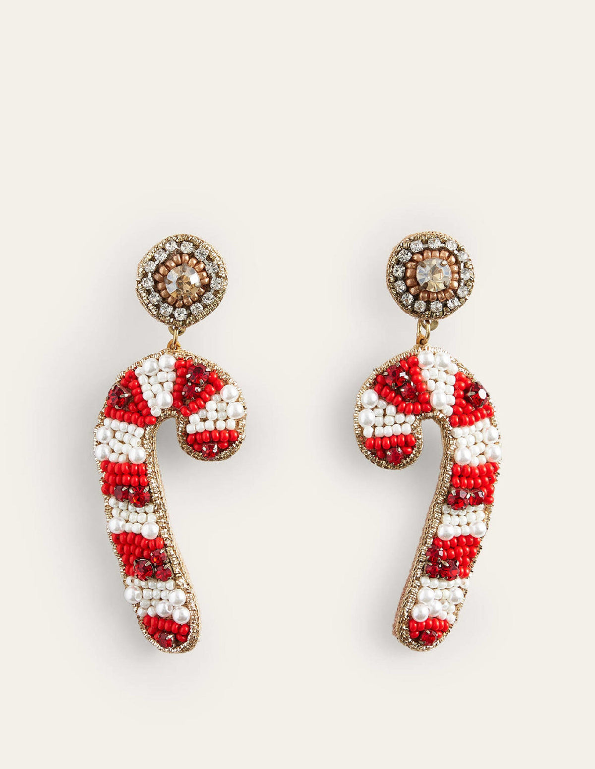 Festive Embellished Earrings-Candy Cane - Image 2