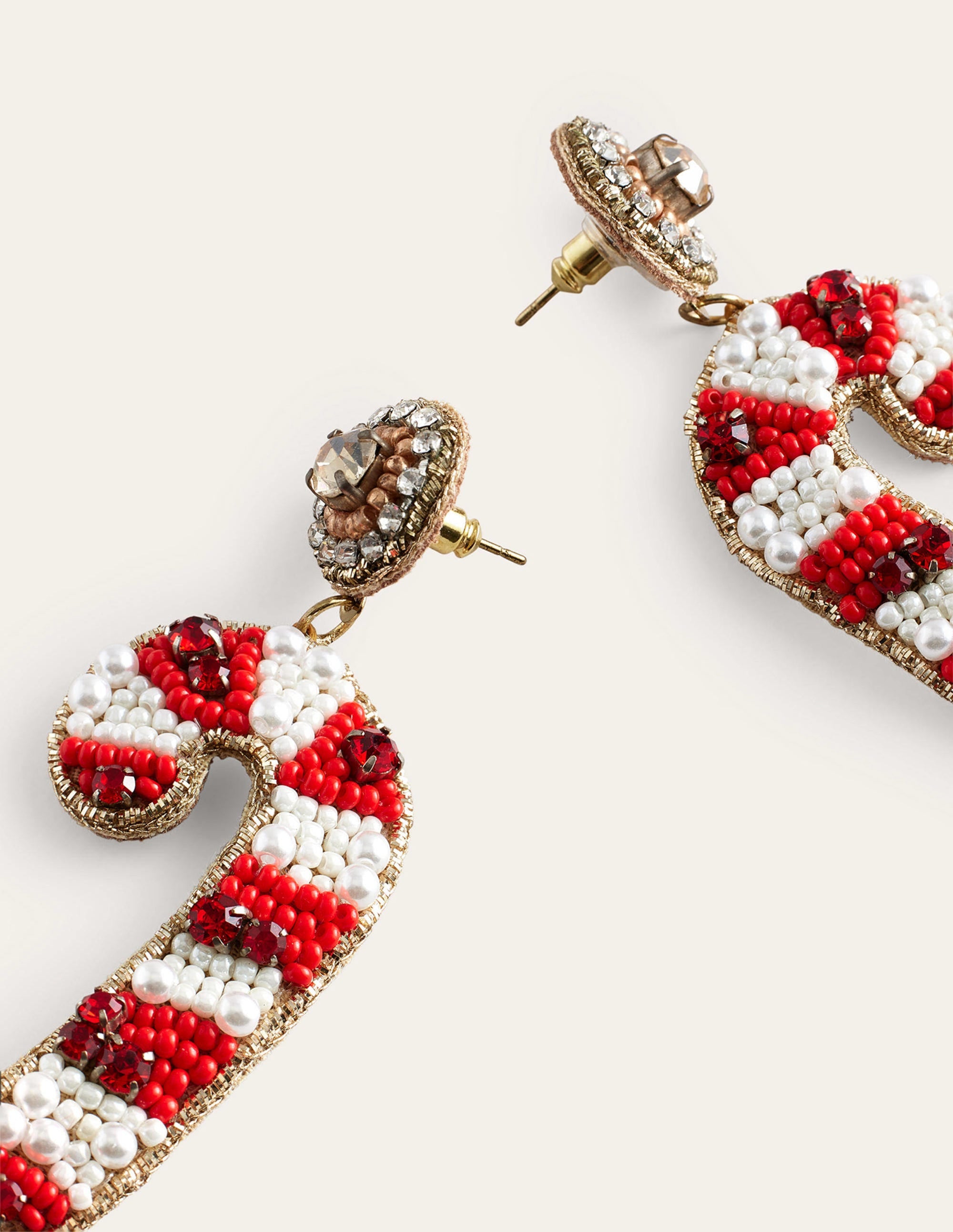 Festive Embellished Earrings-Candy Cane - Image 3